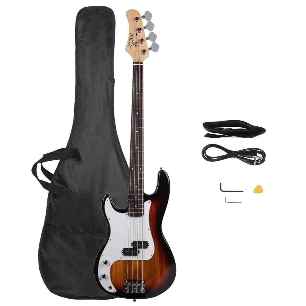 Glarry GP Left Hand Electric Bass Guitar with Guitar Bag Cord Wrench Tool for Beginner