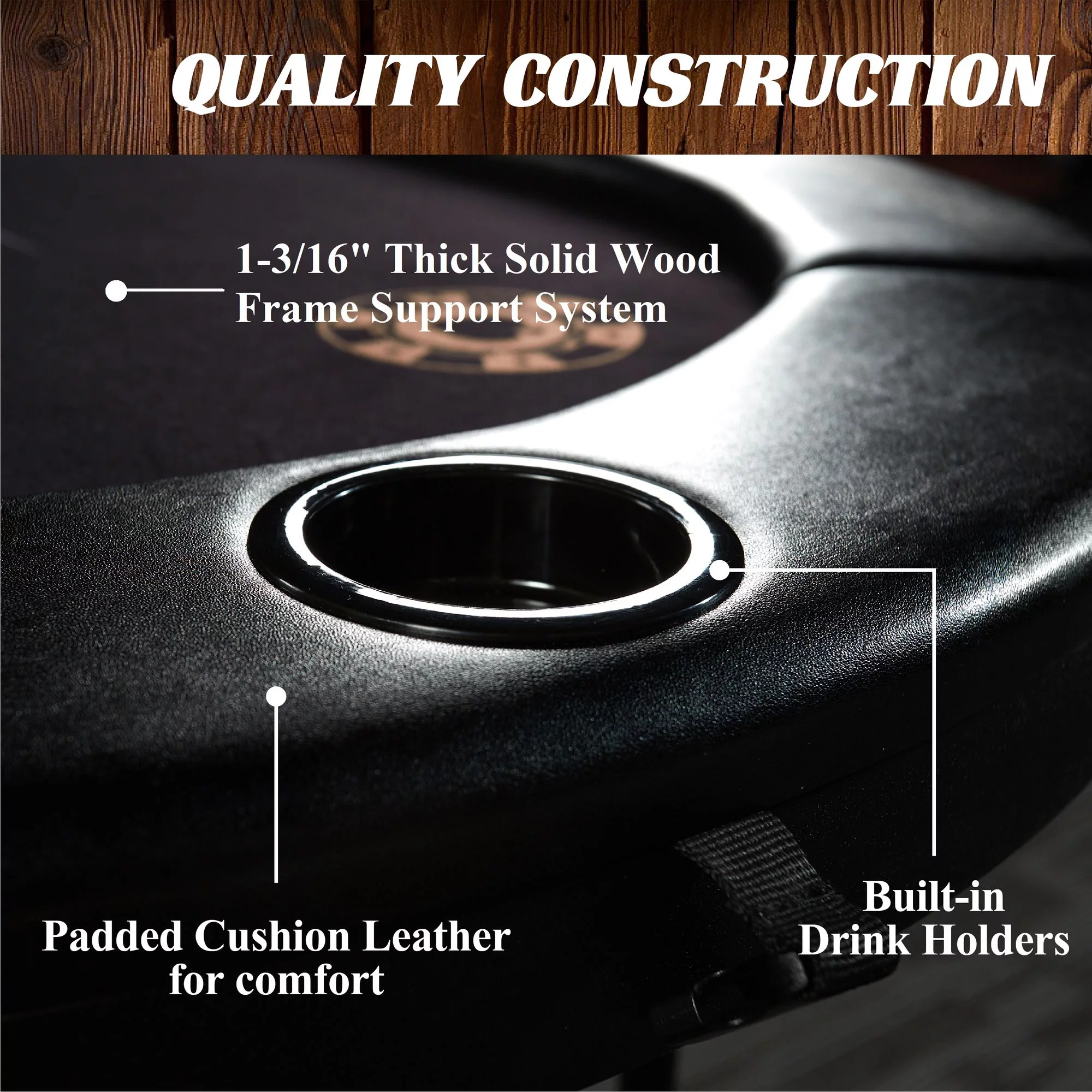 Barrington 6 Player 5 in 1 Poker and Card Game Table, Blackjack, Poker, Checker, Chess, Backgammon, Black