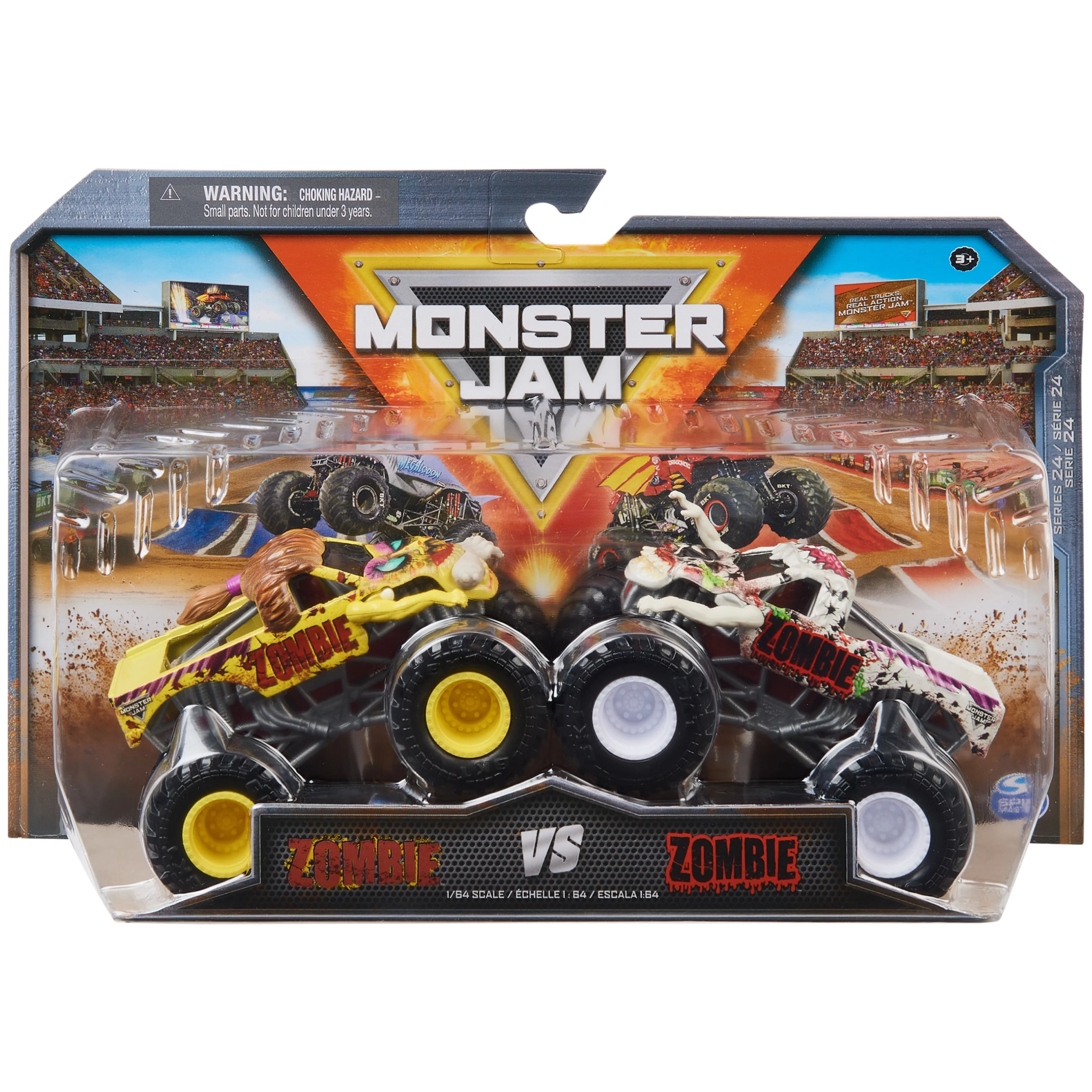 Monster Jam Zombie (Yellow) Vs. Zombie (White) - 1:64 Scale Monster Trucks, Girl and Boy Toys