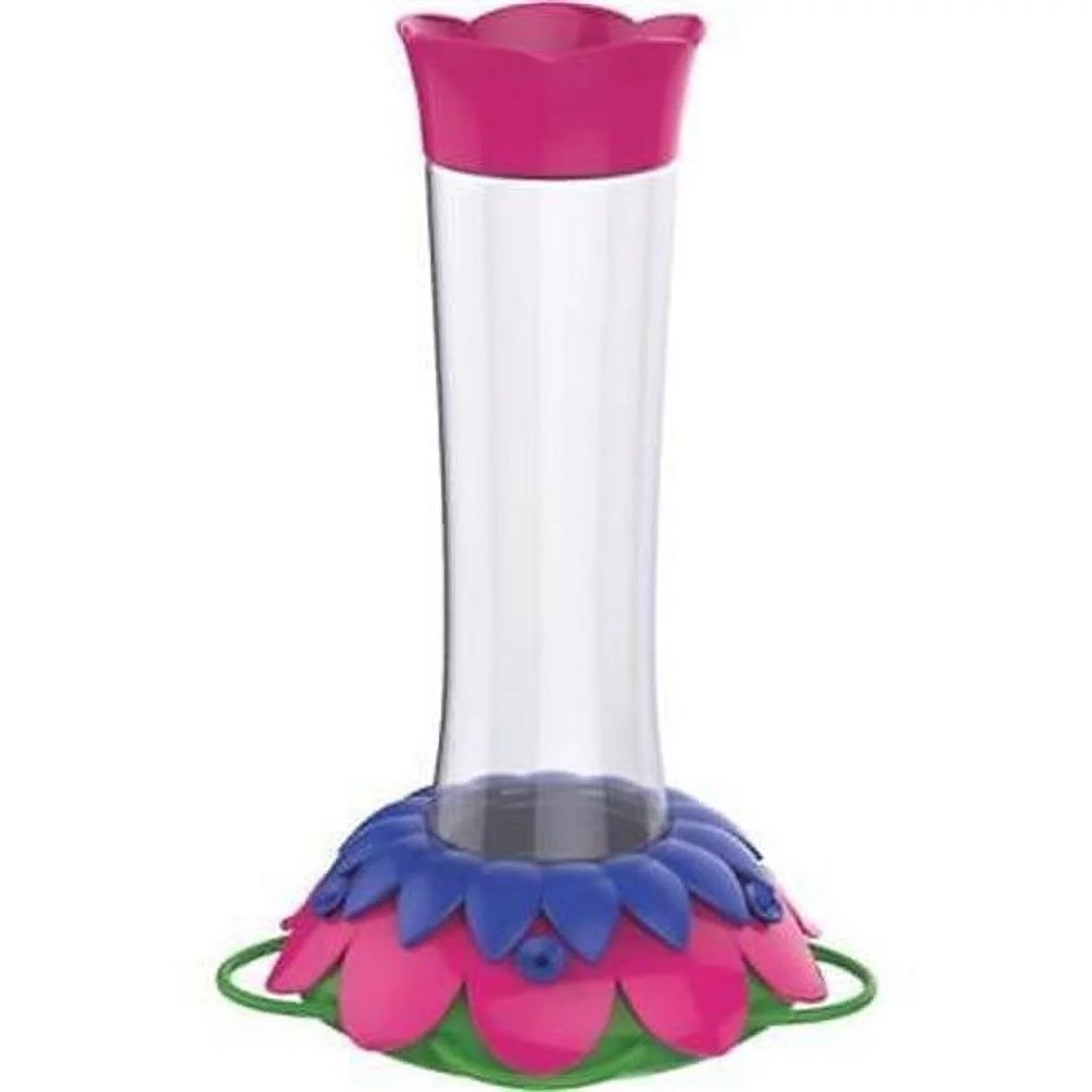 5 Port Glass Flower Hummingbird Feeder, Purple Fuchsia