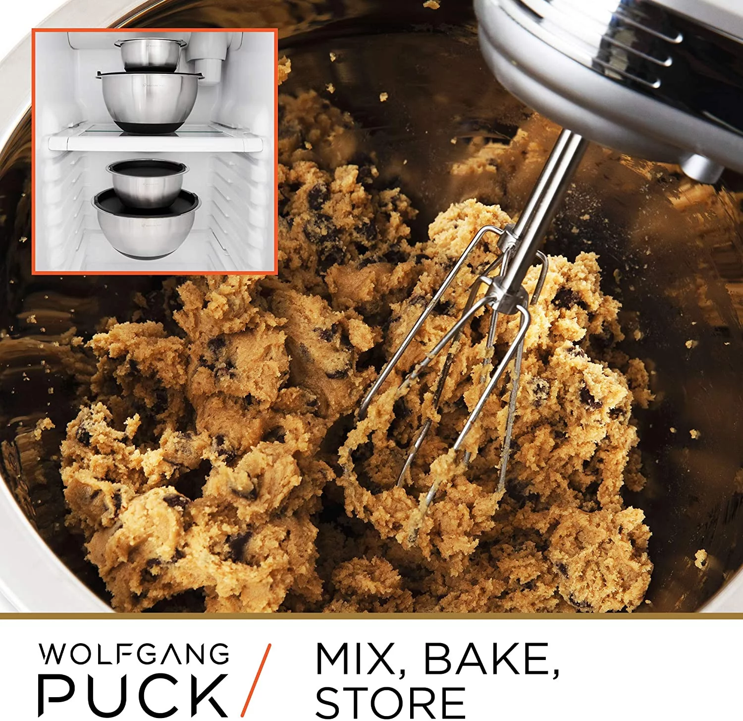 Wolfgang Puck 12-Piece Stainless Steel Mixing Bowl Set, Silicone Grip Bottom, Black