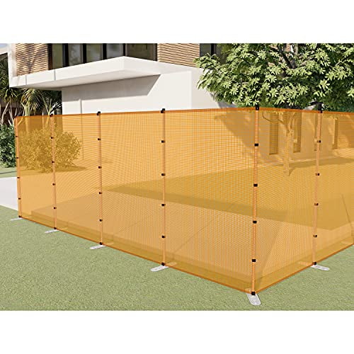 PATIO Portable Outdoor Mesh Fence for Backyard Garden Yard Movable Temporary Fencing Removable Screen Fence with Posts Safety Dog Chicken Fence Orange 6'x24'