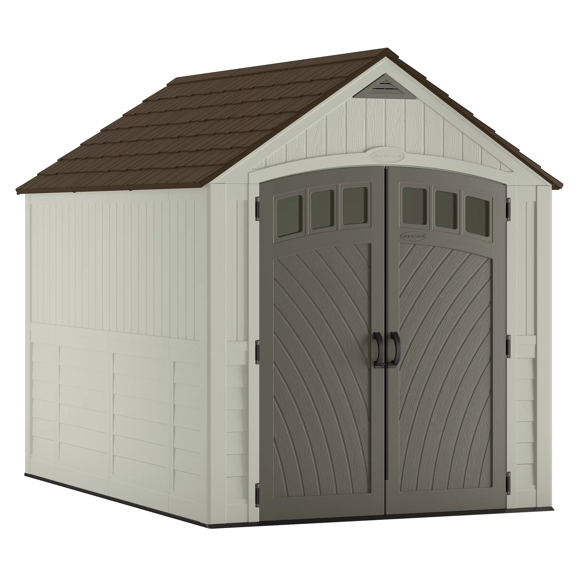 Suncast 7 x 10 ft. Metal and Resin Outdoor Storage Shed, Vanilla