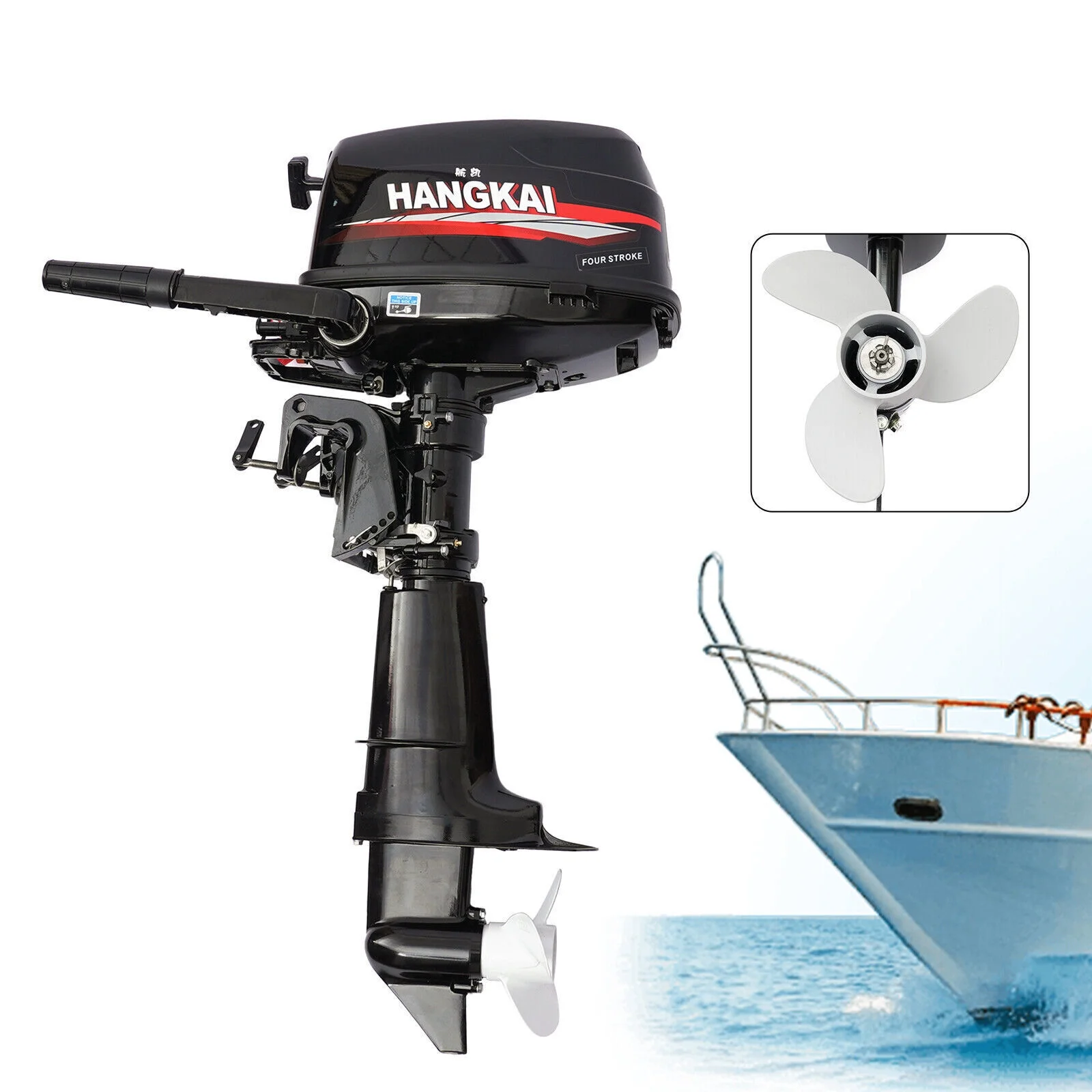 HANGKAI 6.5HP 4 Stroke Outboard Motor Marine Boat Engine W/Water Cooling CDI System