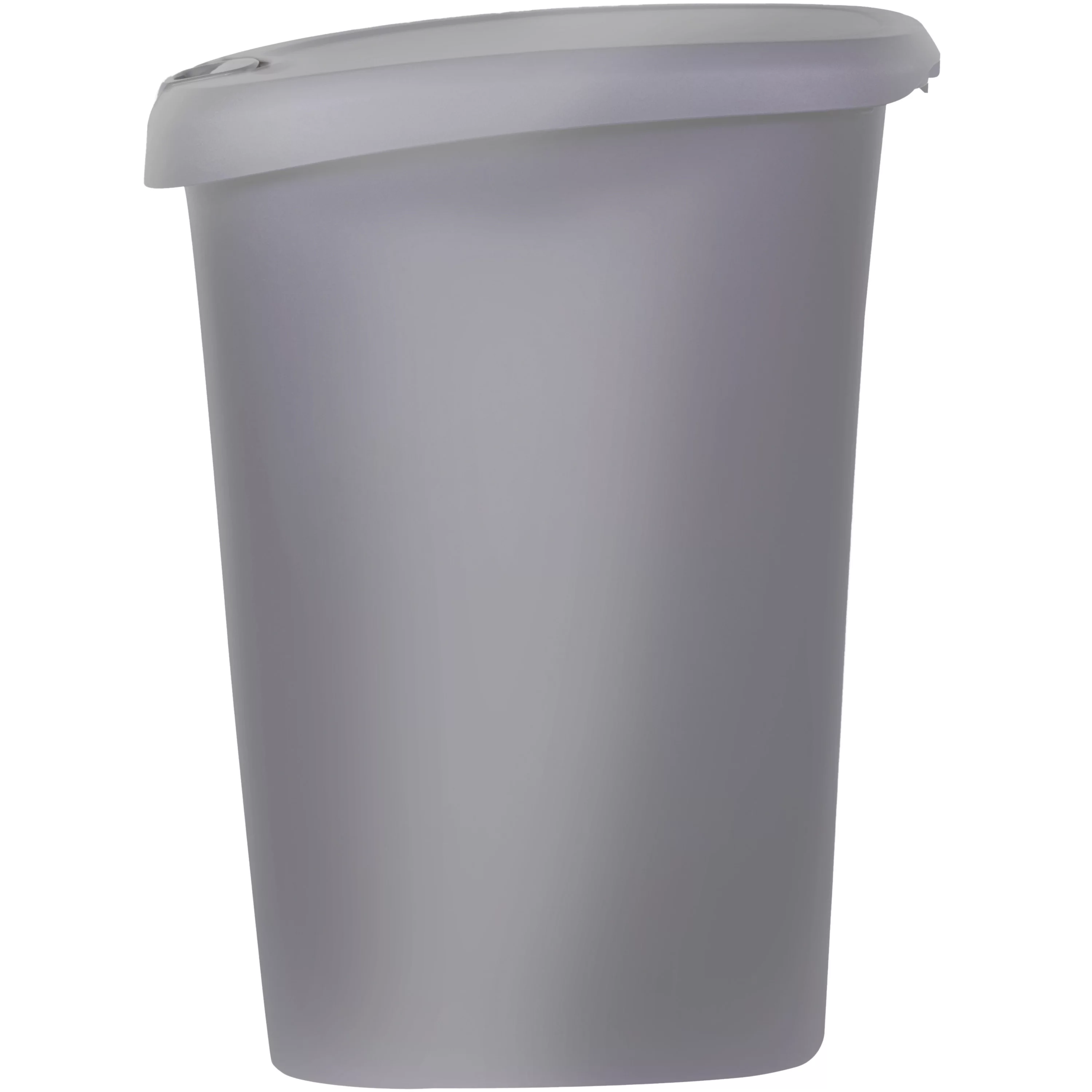 Hefty 12 Gallon Trash Can, Plastic Slim Lockable Step On Kitchen Trash Can, Gray