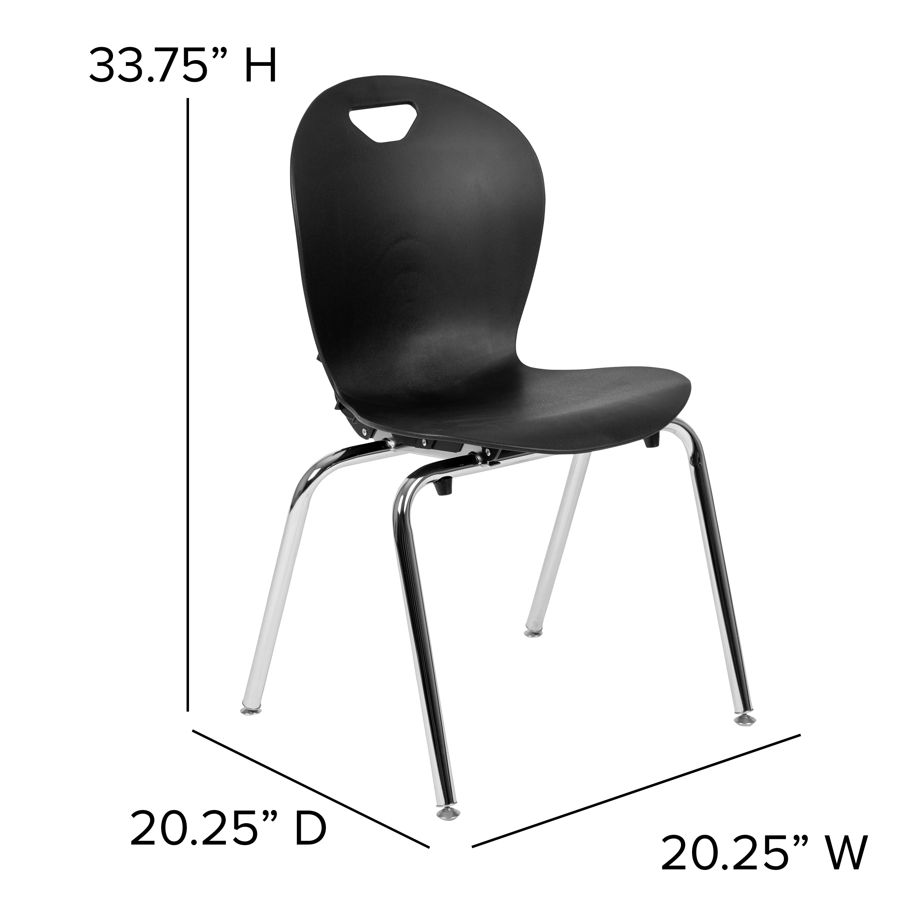 Emma + Oliver Titan Black Student Stack School Chair - 18-inch