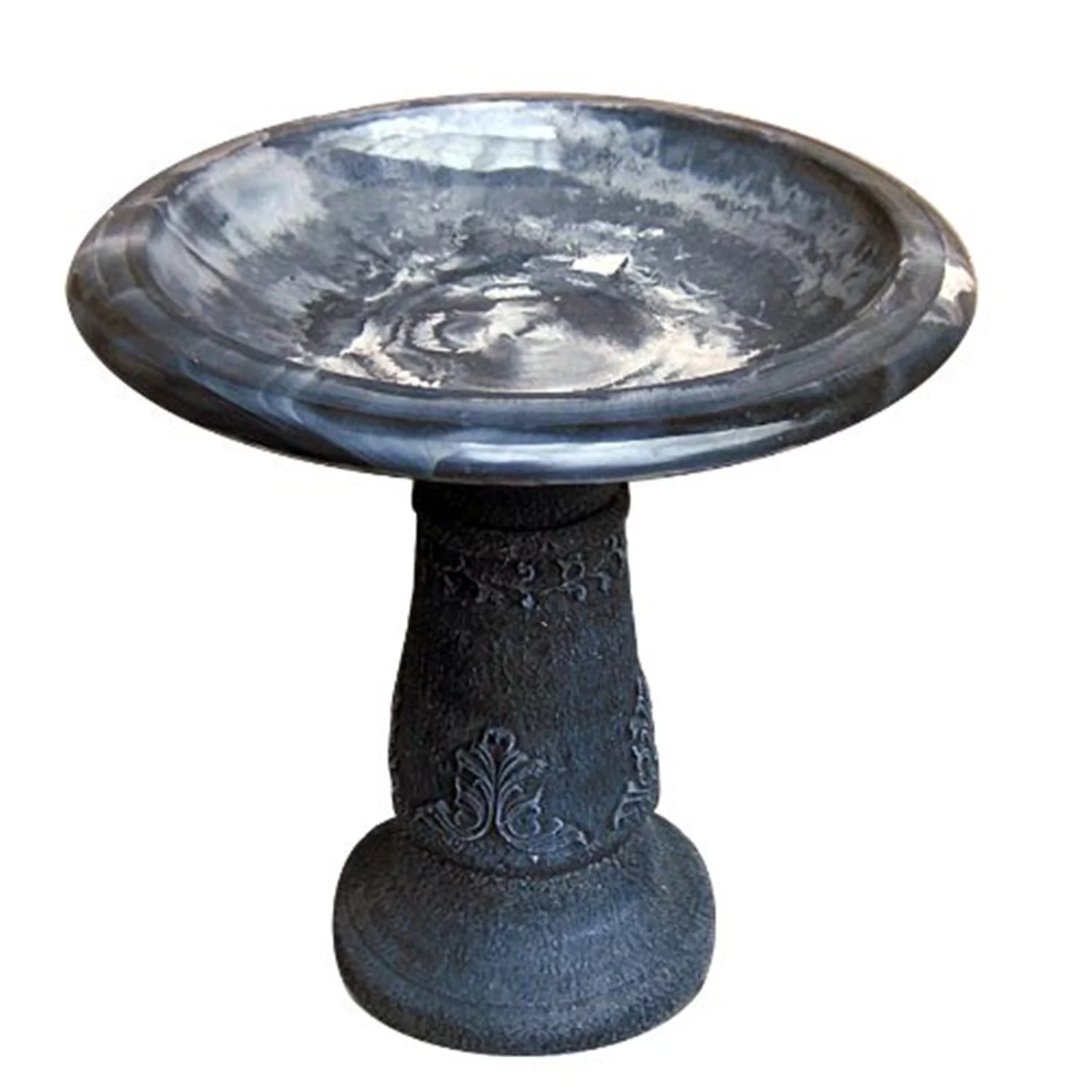 Florentine Marbleized Bird Bath - blue