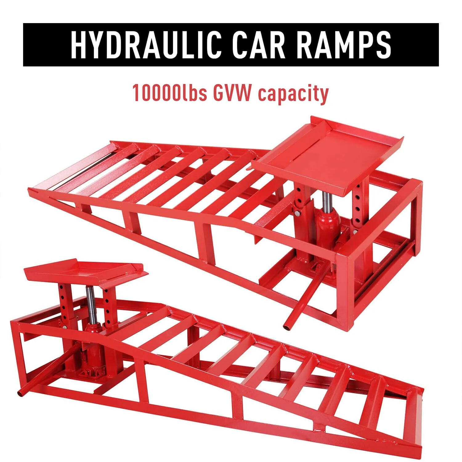 Auto Car Truck Service Ramps Lifts, Garage Car Lift Hydraulic Ramps 5T 11000lbs,Automotive Hydraulic Lift Repair Frame Lift(2 Pack) Red