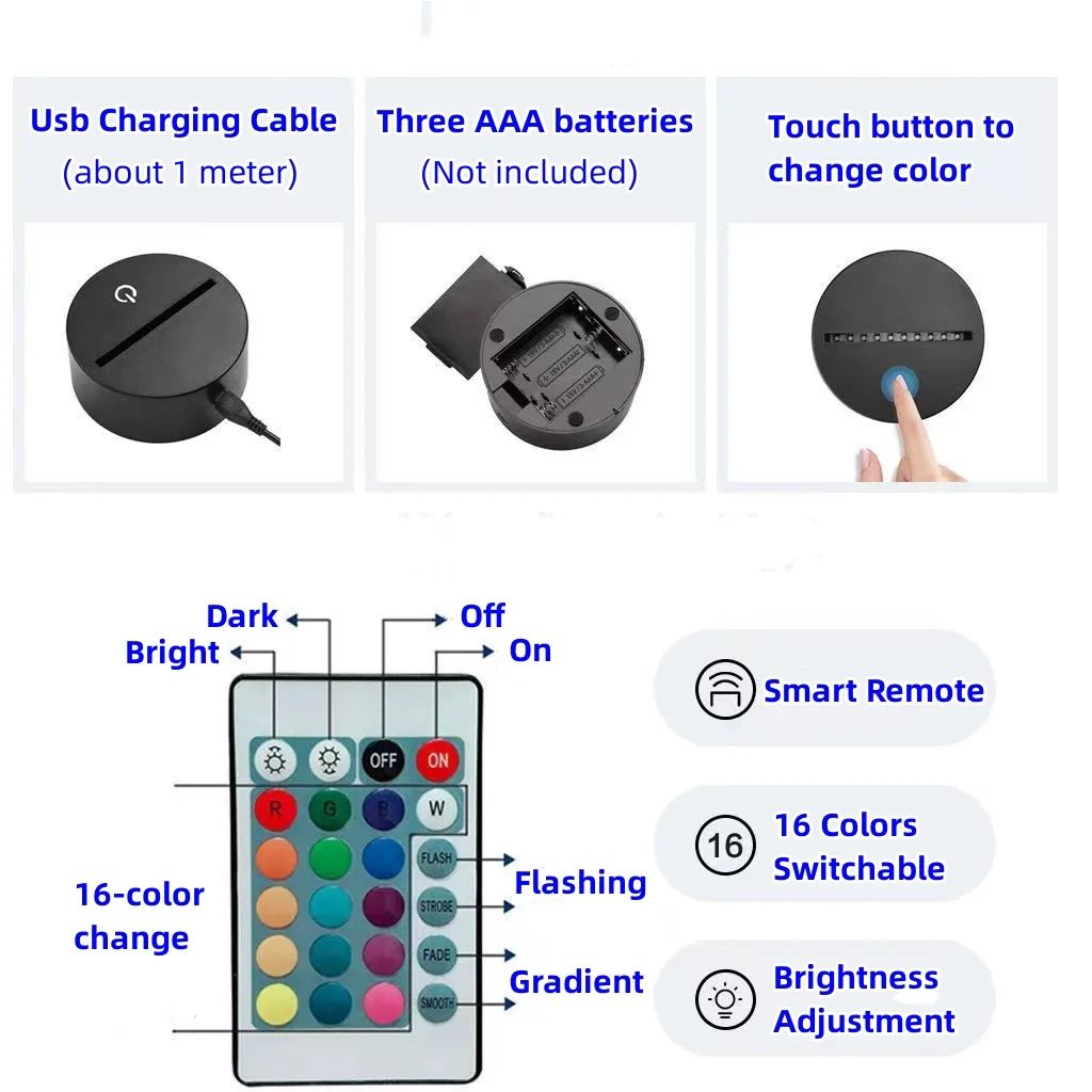 Jack Skellington LED Night Light - Smart Touch Desk Lamp with 16 Colors Changing Kids Gift