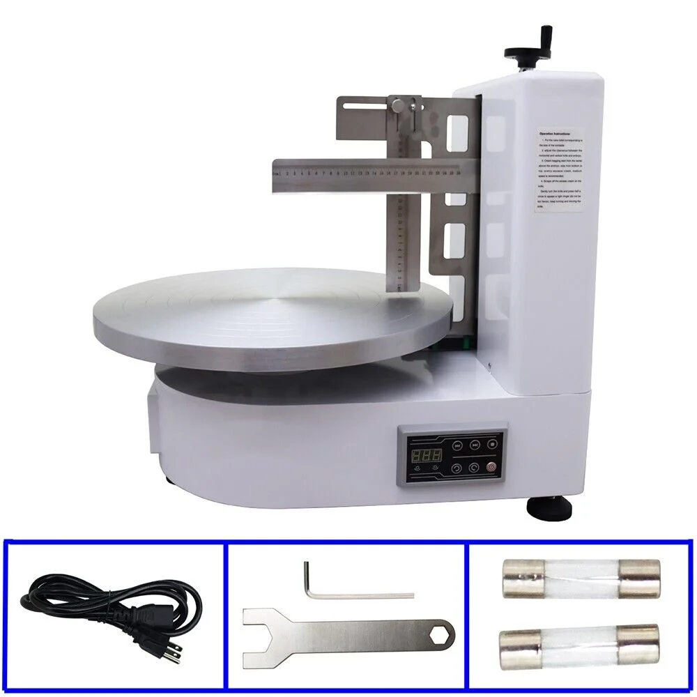 PreAsion 4-16INCH Cake Cream Spreading Coating Smearing Machine Electric Embryo Smearing Machine White 110V