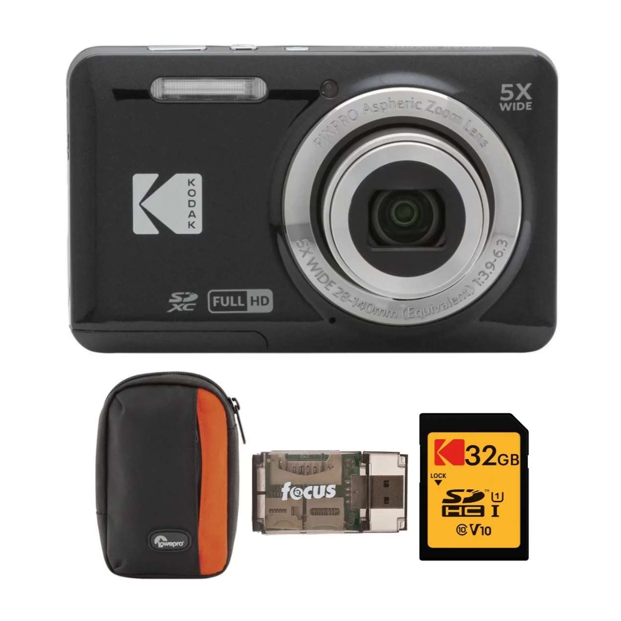 Kodak PIXPRO Friendly Zoom FZ55 Digital Camera (Black)	with Camera Case Bundle