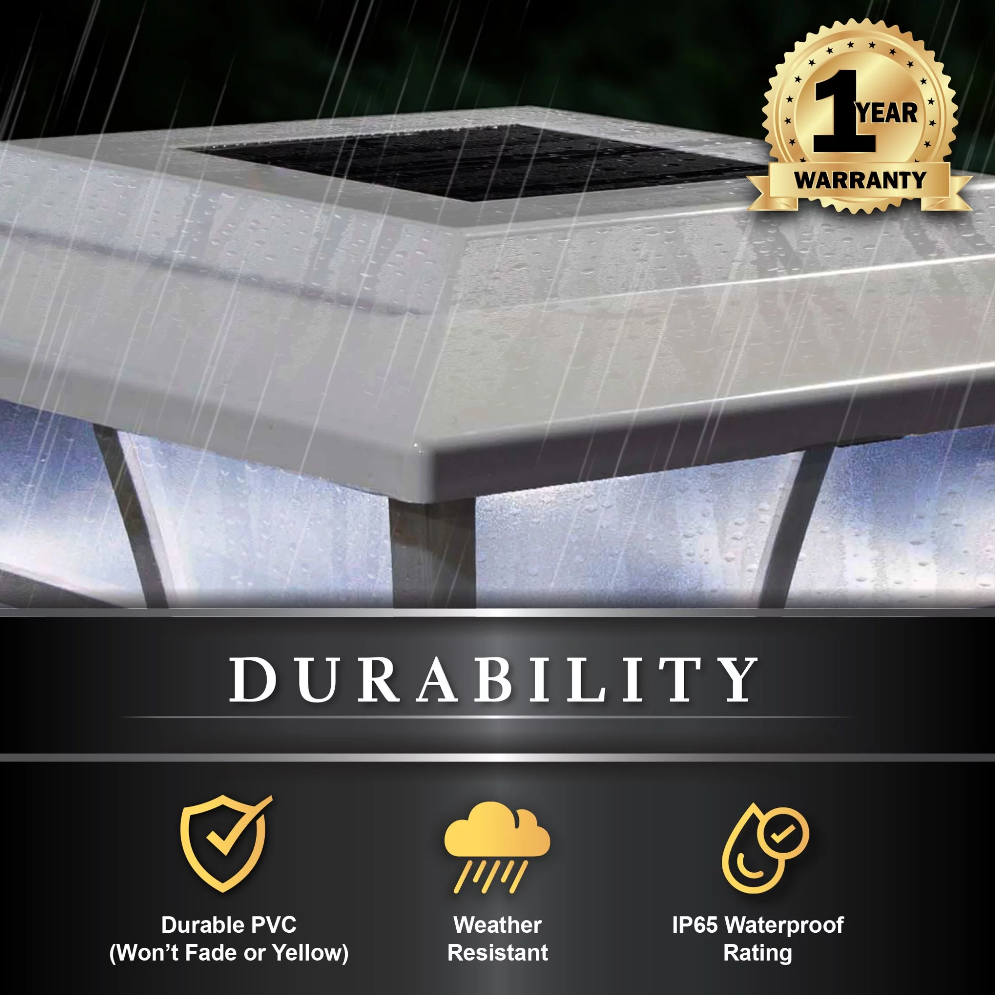 CLASSY CAPS 5x5 WHITE PVC PRESTIGE SOLAR POST CAP SET OF 2