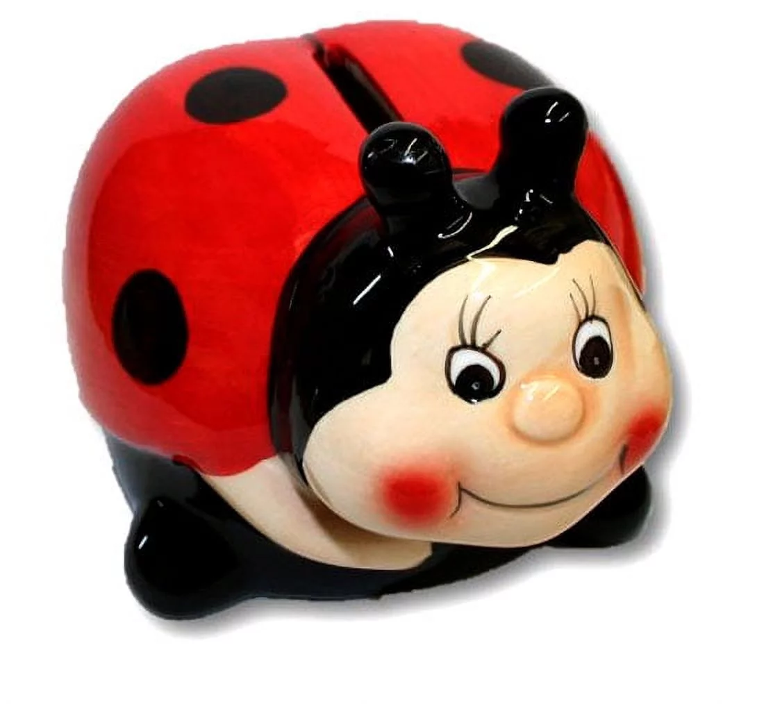 Lucky Ladybug Ceramic Piggy Bank Coin Money Savings Holder Child Bedroom Decor