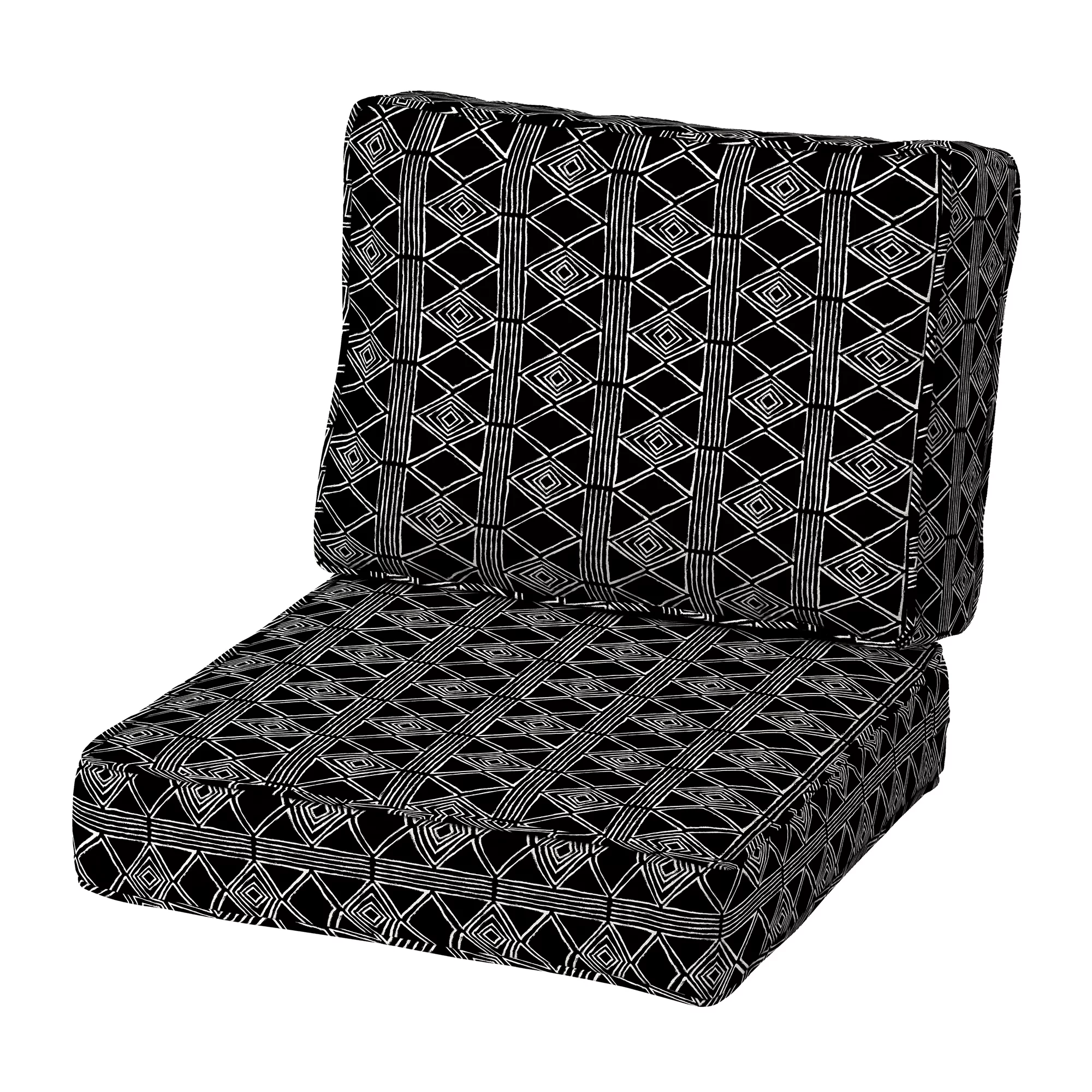Arden Selections Modern Outdoor Deep Seating Cushion Set 24 x 24, Black Global Stripe