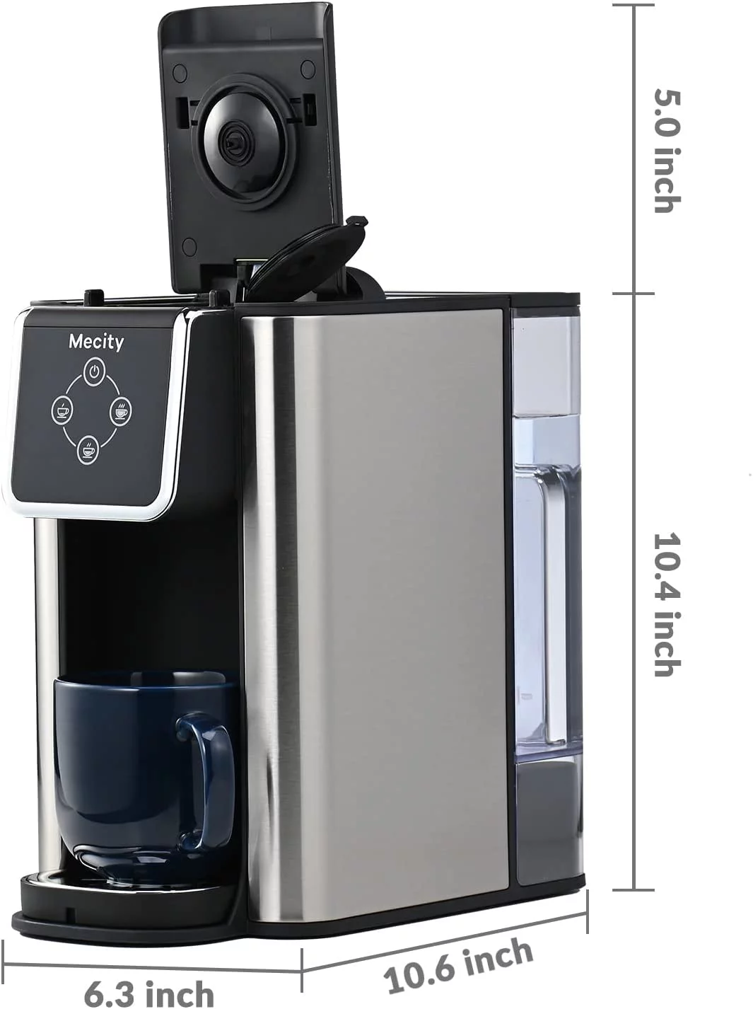 Mecity Coffee Maker 3 in 1 Single Serve Coffee Machine, Compatible with K cup Capsules, Instant Coffee Pot, Tea maker, 6,8,10 Oz Cup, Removable 50 Oz Water Reservoir, 120V 1150W