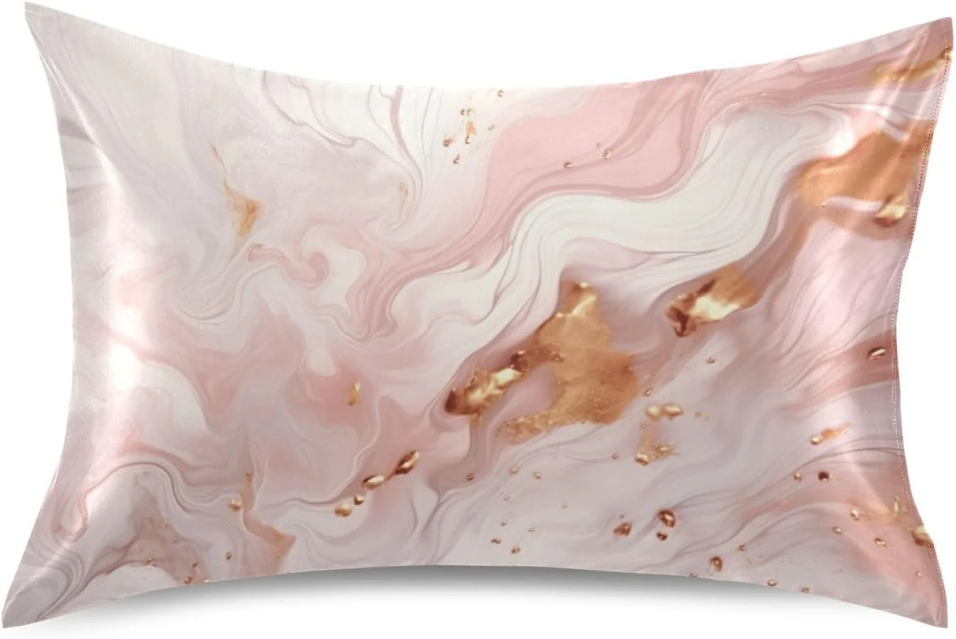 Coolnut Rose Gold Marble Texture Pillowcase for Hair and Skin Silk Pillowcase Standard Size 20 ×26Inn, Soft and Breathable Slippery Satin Pillowcase Covers for Sleep Decor Giftsation 1086