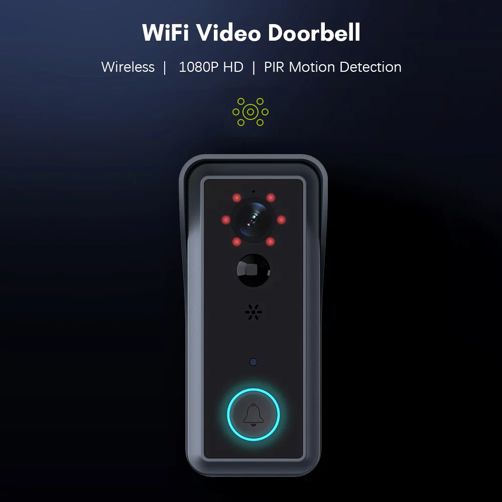 WiFi Video Doorbell Camera Wireless 1080P 2 Way Audio Motion Detection Night Vision Doorbell