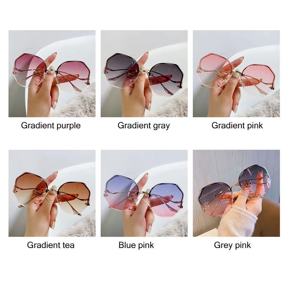 2021 Fashion Frameless UV400 Eyewear Vintage Rimless Sunglasses Ocean Lens Gradient Sunglasses Sun Glasses GRADIENT GRAY