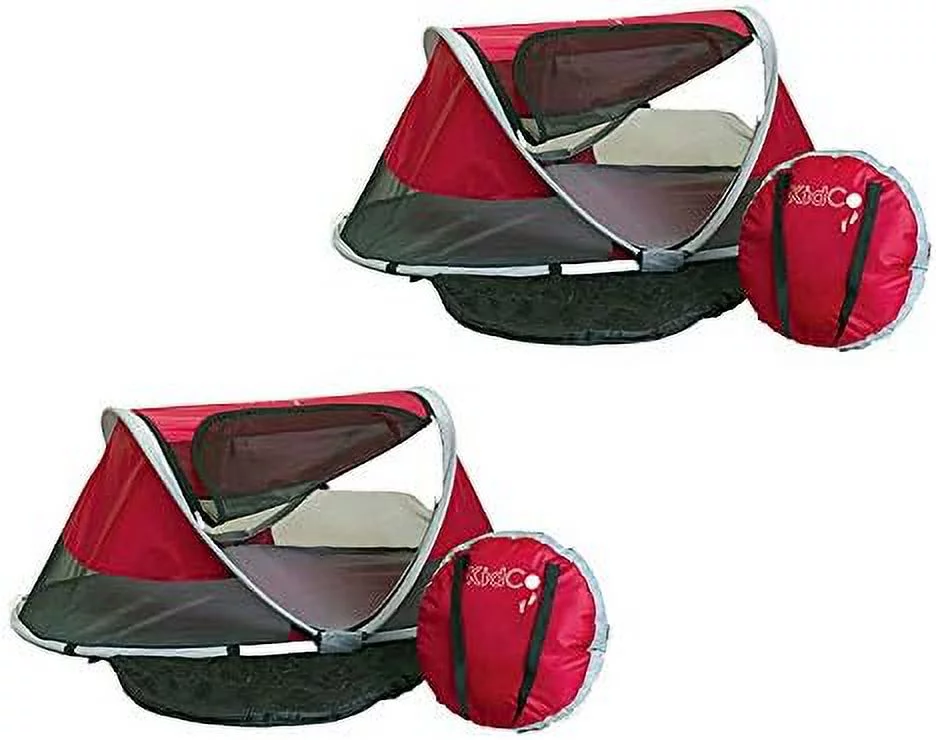 peapod portable toddler travel bed & storage bag, cranberry (2 pack)