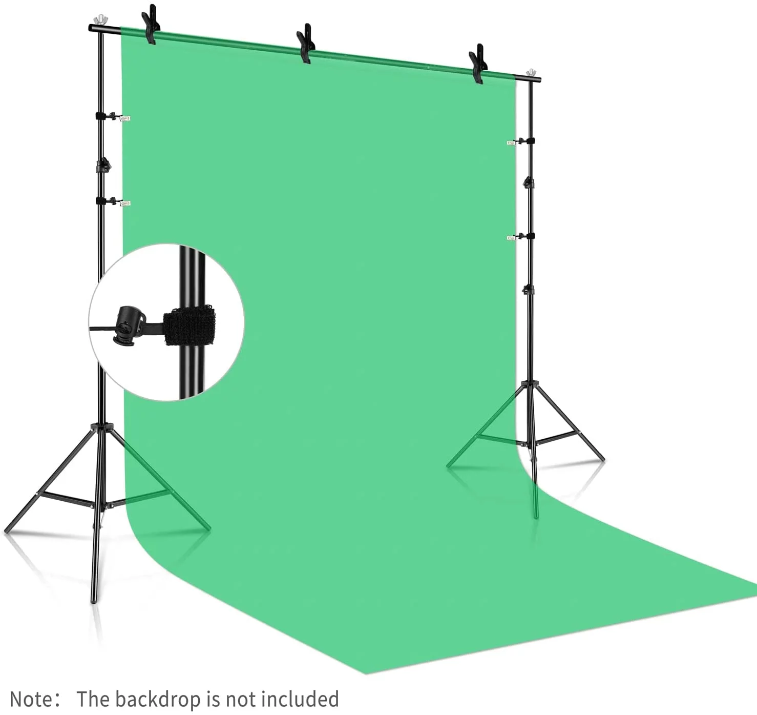 ShowMaven Background Stand, 6.5ft Height x 10ft Wide Adjustable Photo Backdrop Stand with Carry Bag, Clamps, Sangbags and Elastic String Clips
