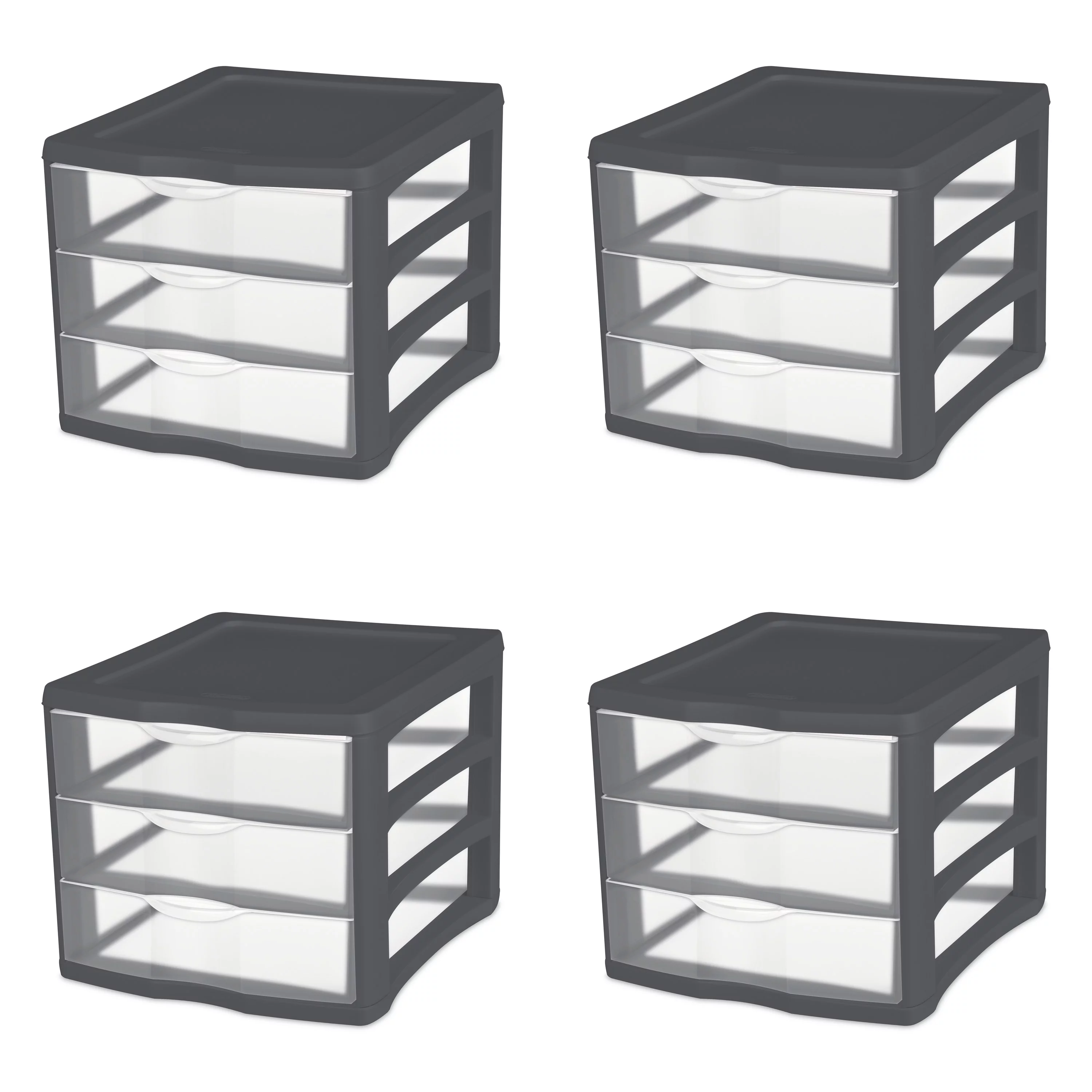 Sterilite 3 Drawer Unit Plastic, Gray Flannel, Set of 4