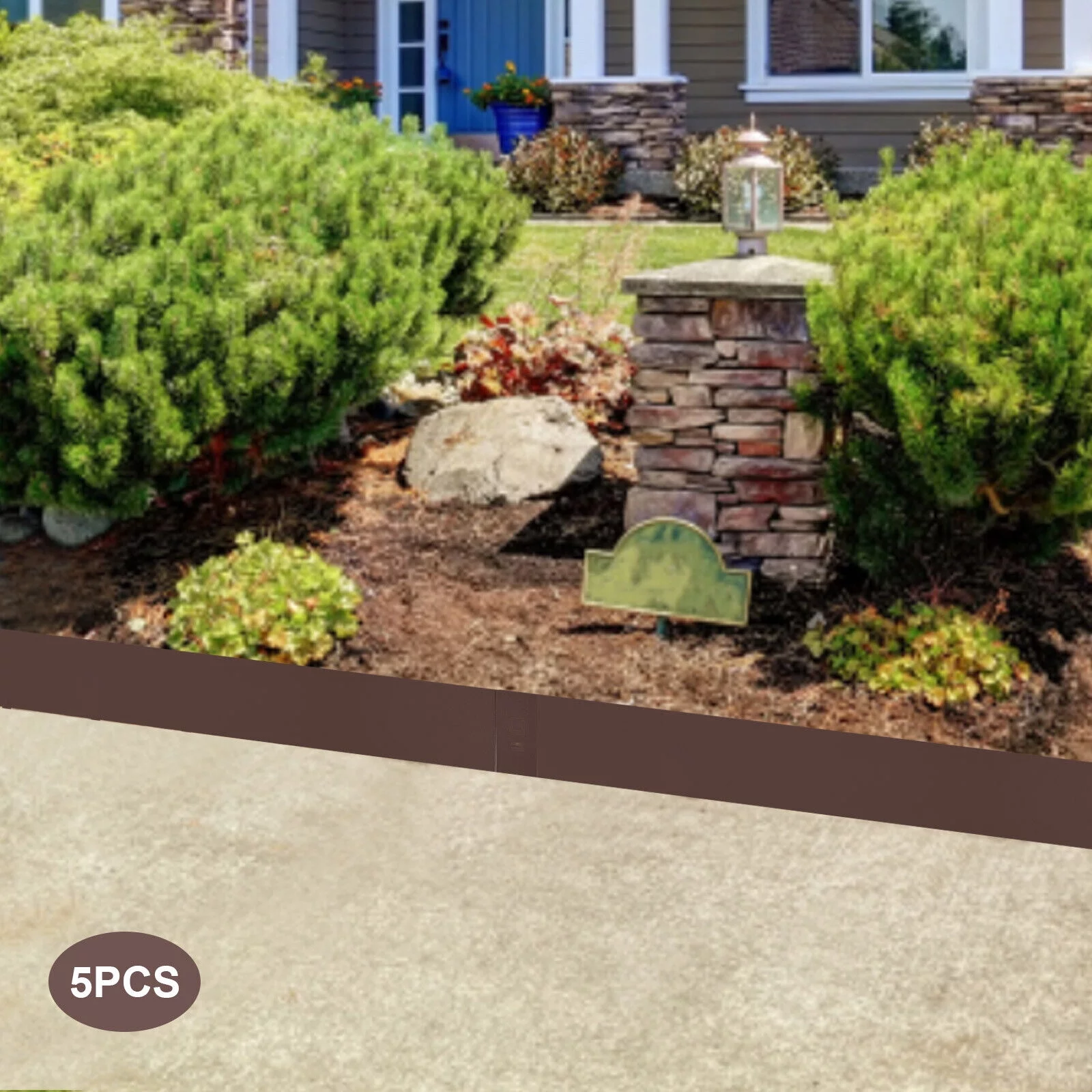 5PCS Steel Lawn Edging Metal Landscape Edging 3/4/5