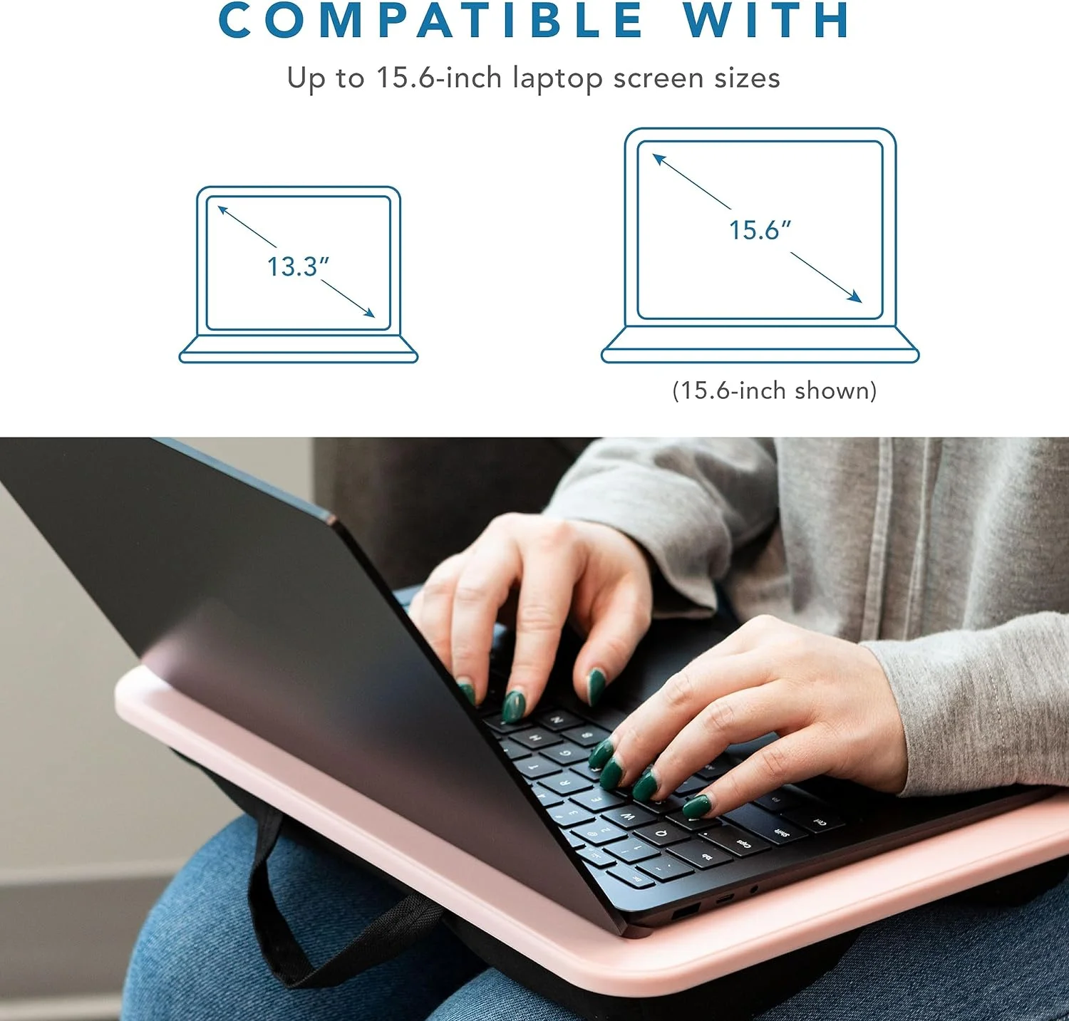 LAPGEAR Compact Lap Desk - Rose Quartz - Fits up to 15 Inch Laptops - Style No. 43104