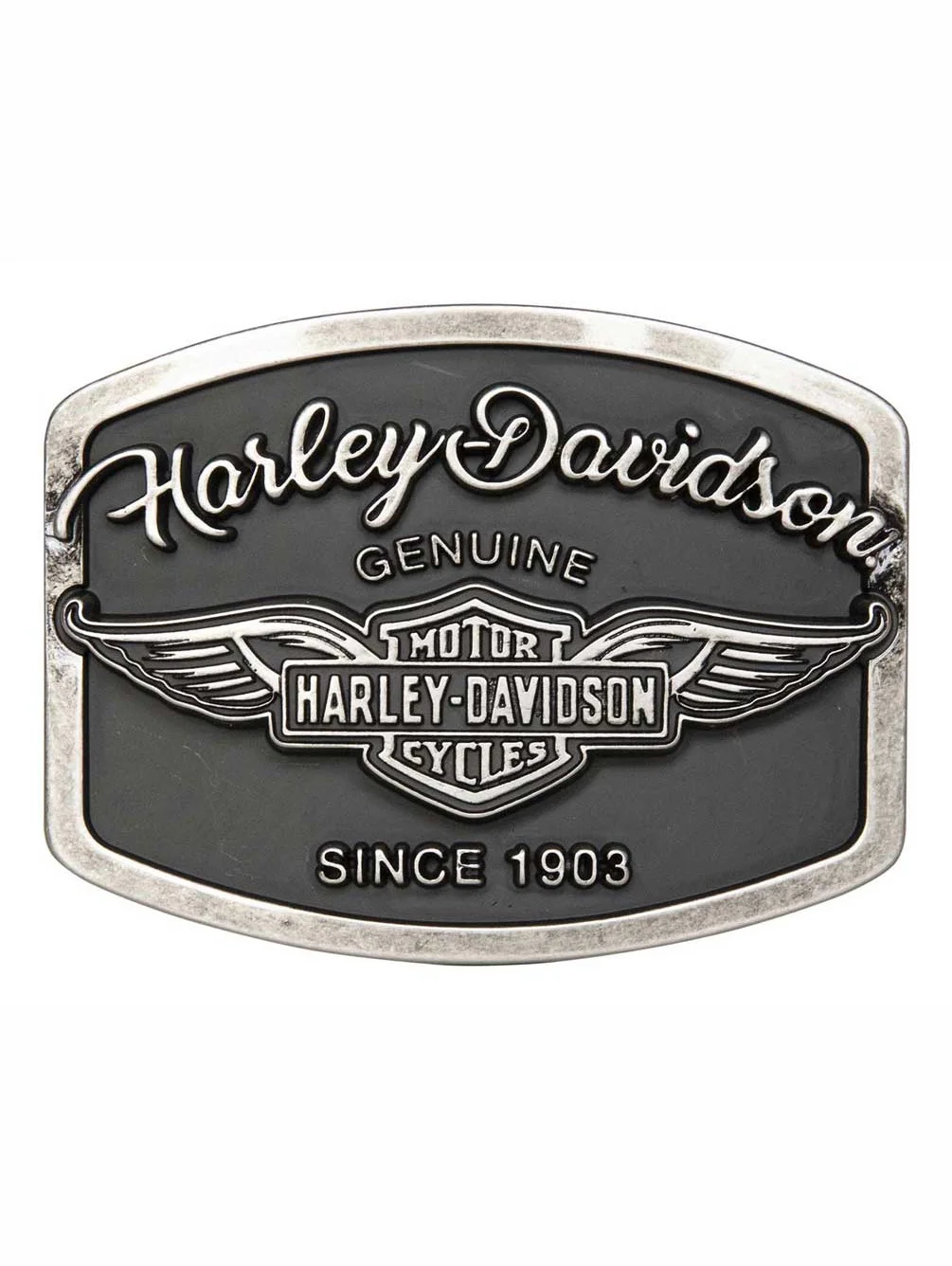 Harley-Davidson Women's B&S Genuine Wings Belt Buckle - Antique Nickle Finish, Harley Davidson