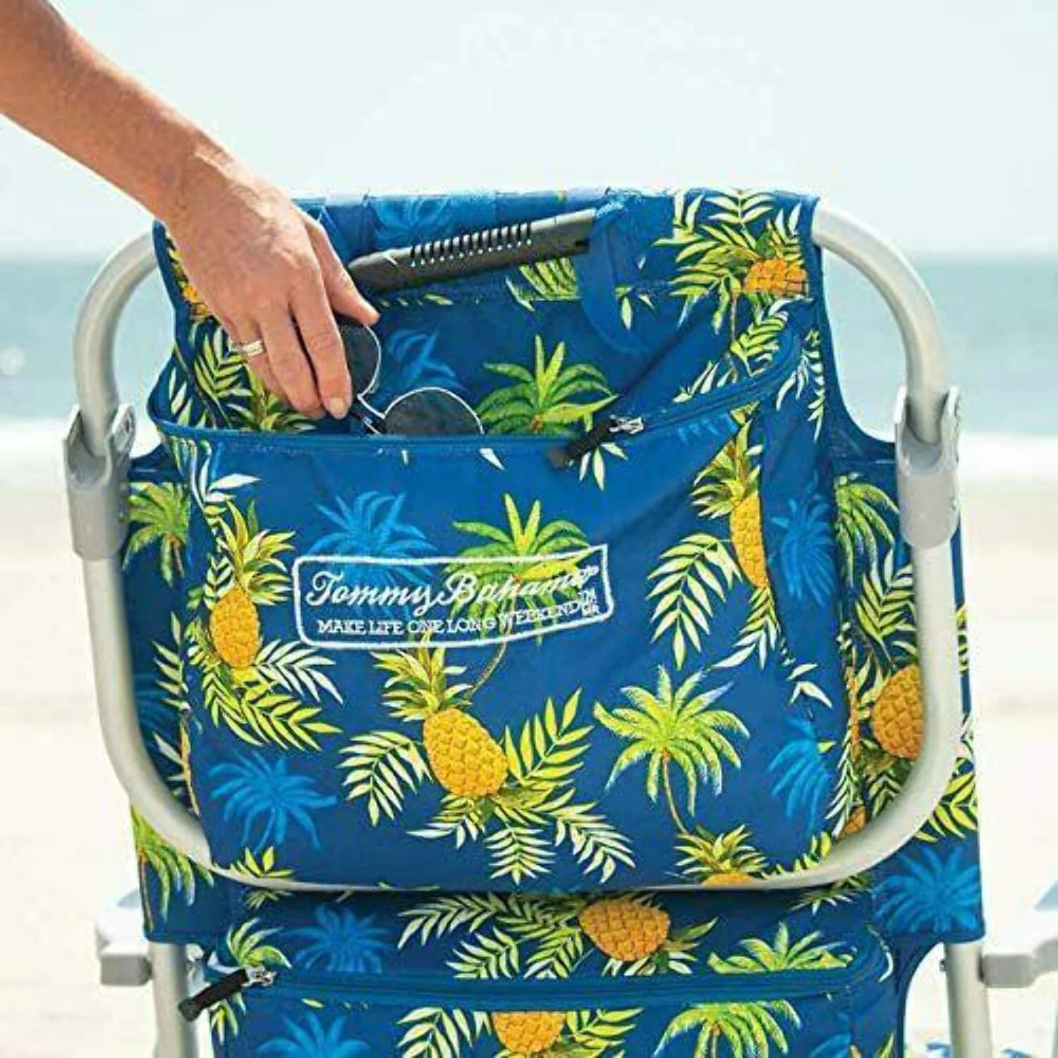 Tommy Bahama 5 Position Pineapple Print Beach Chair