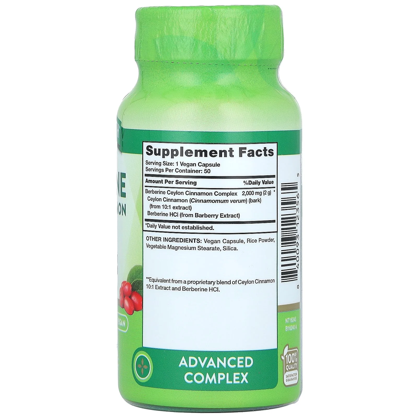 Nature's Truth Berberine Ceylon Cinnamon Complex, 2,000 mg, 50 Capsules