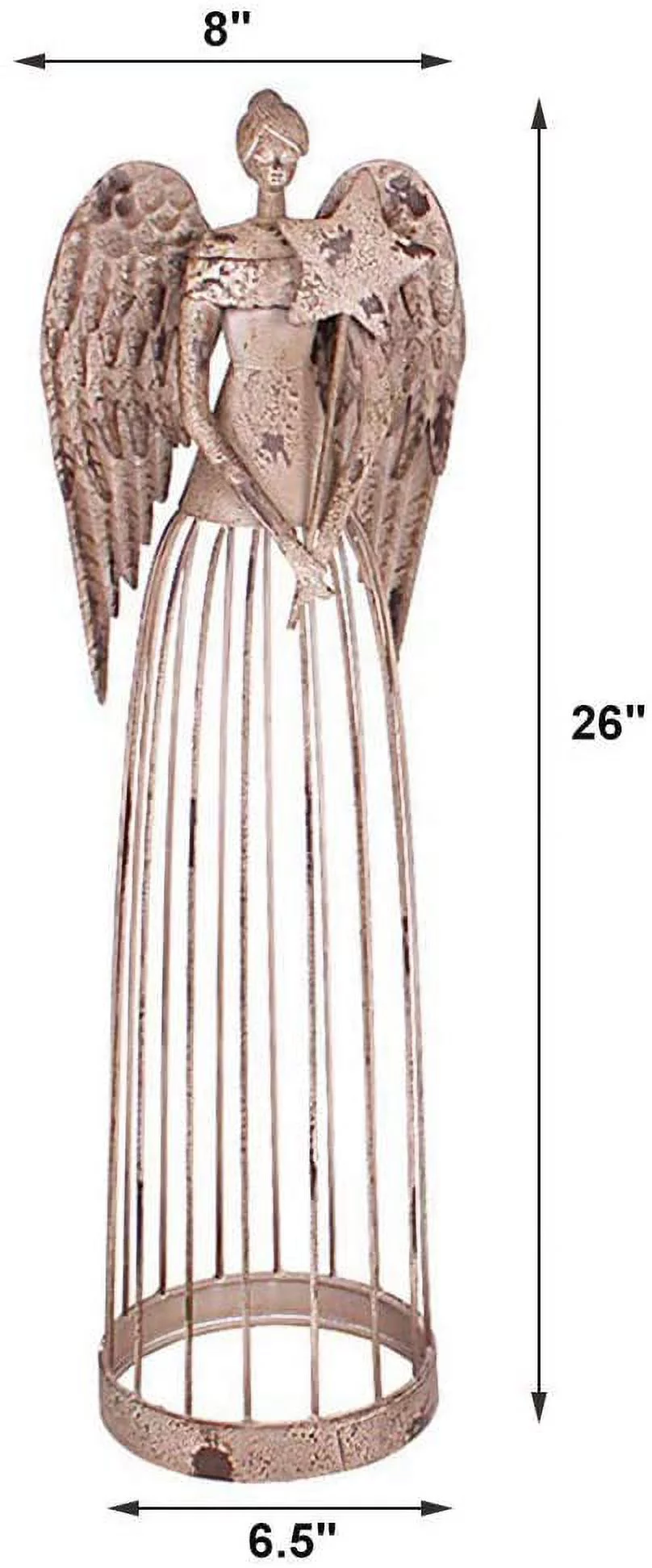 Antiqued Metal Garden Angel Statue Patio Lawn Yard Indoor Outdoor Decorations Christmas(25.5