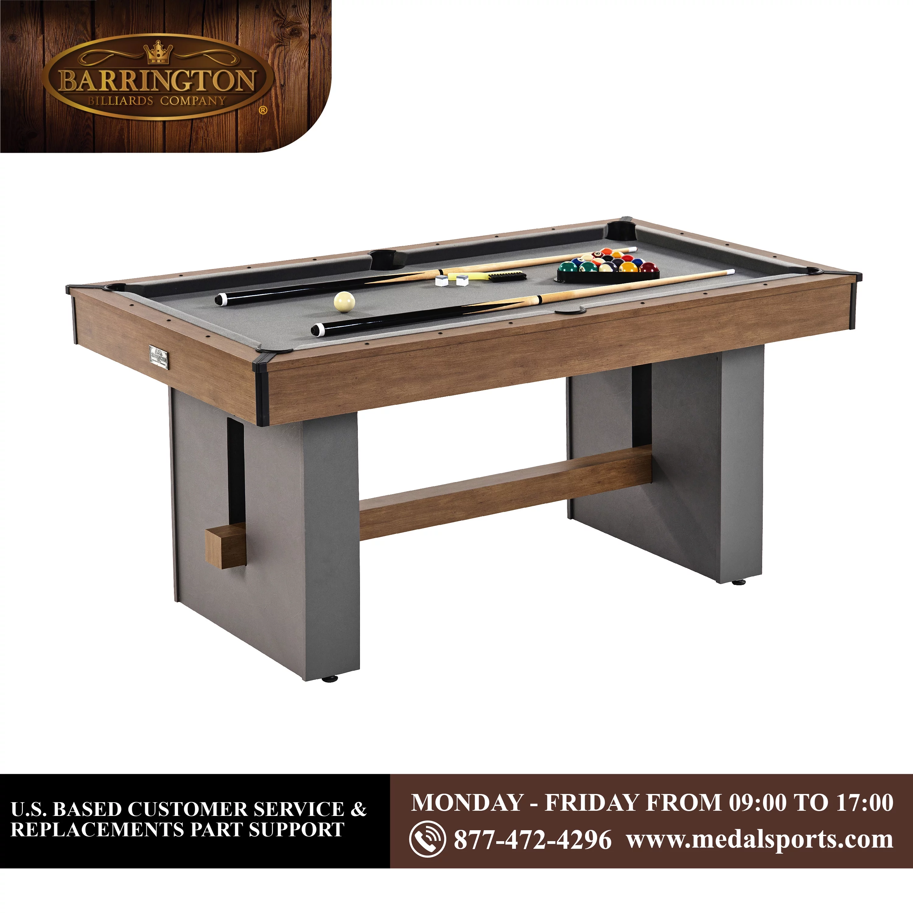 Barrington 66 inch Urban Collection Billiard Table, New