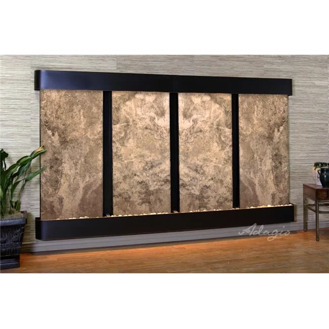 Adagio RFR1508 Regal Falls Round Blackened Copper Magnifico Travertine Wall Fountain