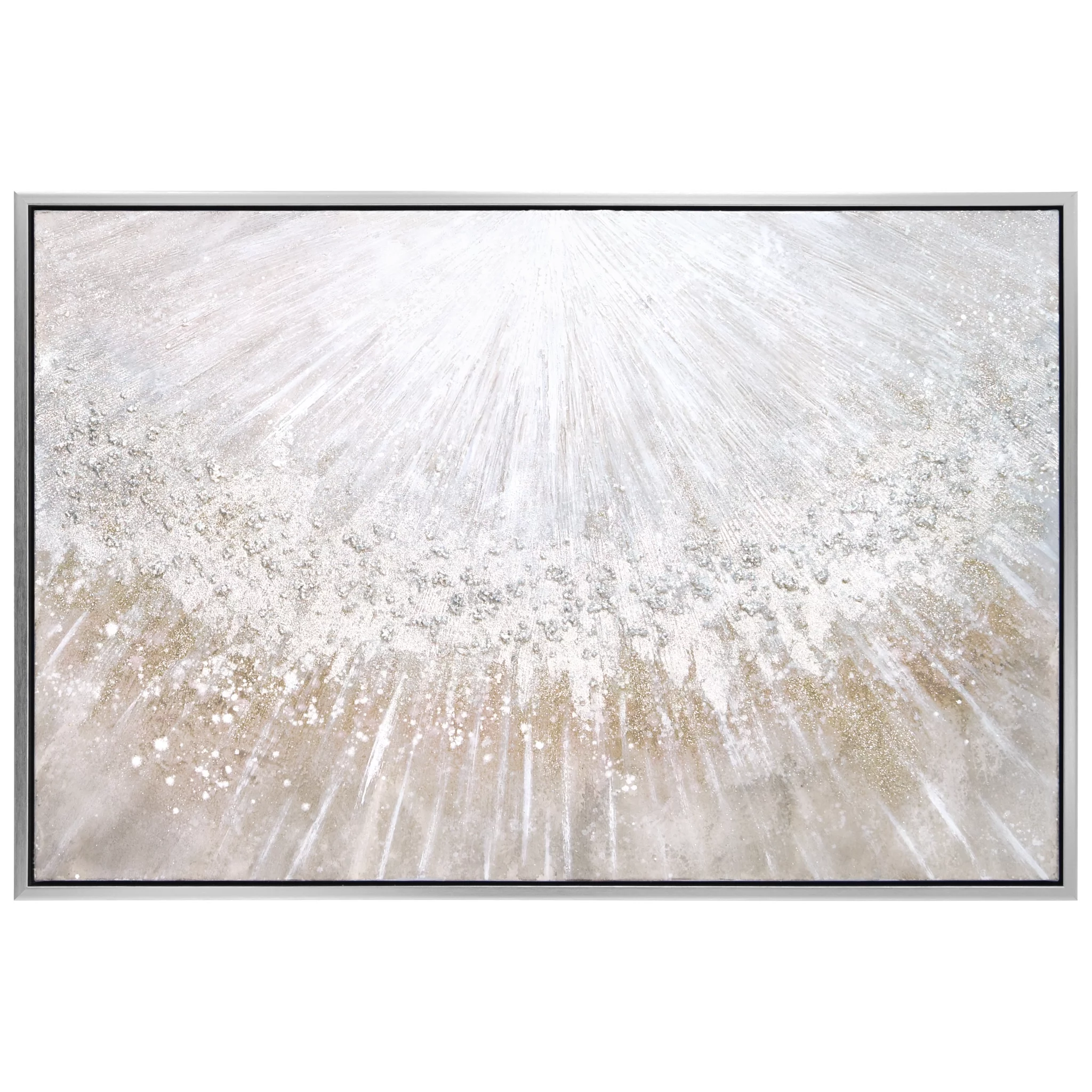 Empire Art Direct Silver Pellets Textured Metallic Hand Painted Framed Wall Art, 32“ x 48
