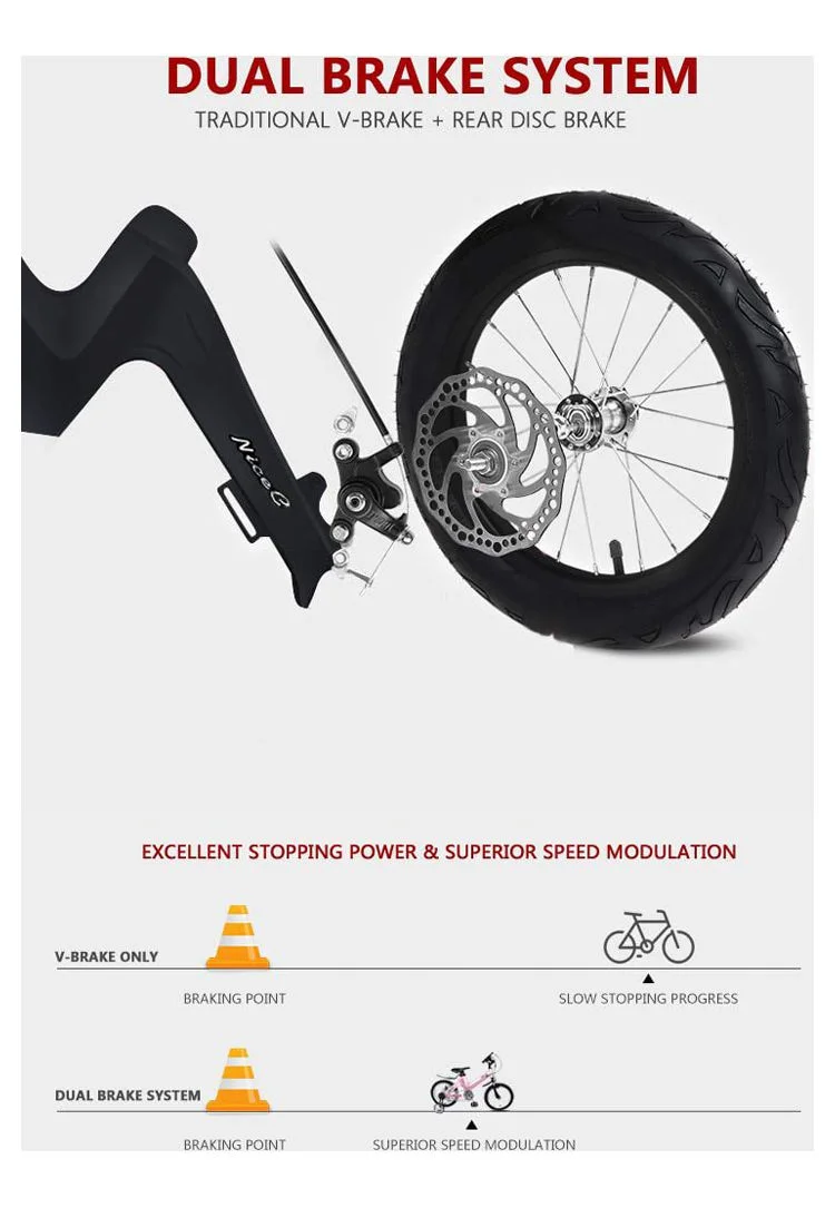 NiceC Kids Bike with Dual Brakes and Training Wheels (14