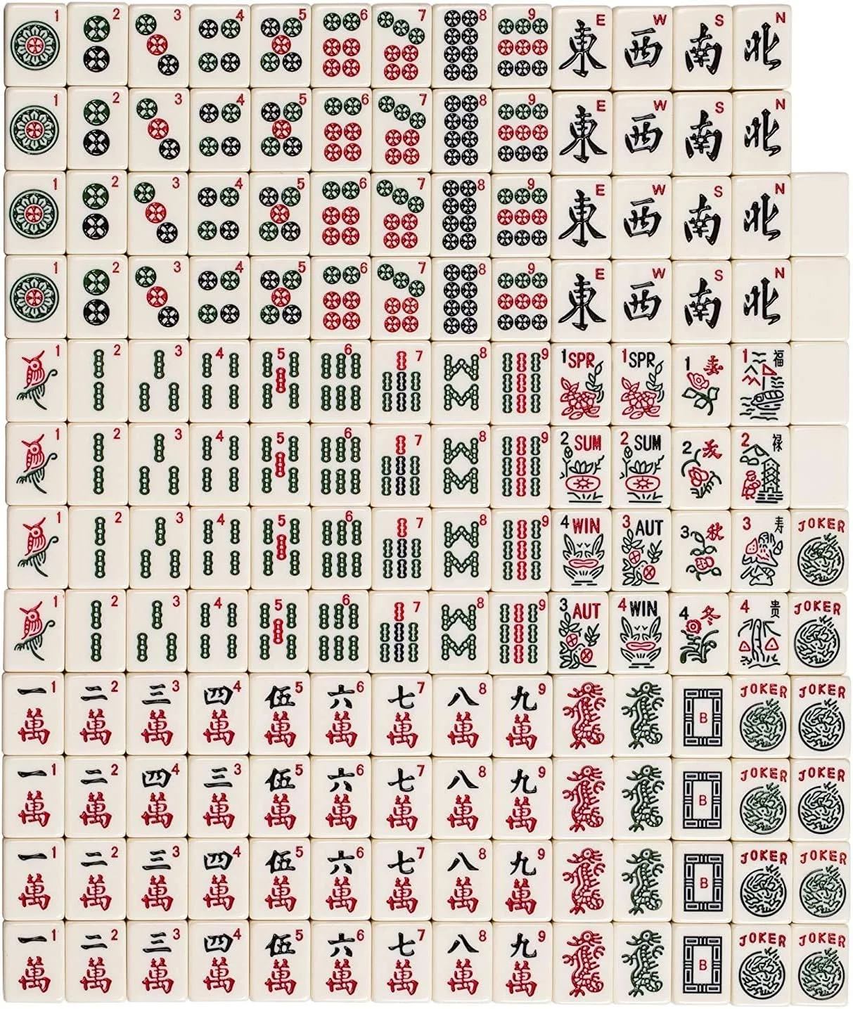 C&H Solutions American Mahjong Set,Mahjong Tiles Set,Green PU Carrying Bag,166 Premium Tiles,4 All-in-One Rack/Pushers,Western Mahjong with English Manual(Ma Jong,Mah-Jongg, Majiang)