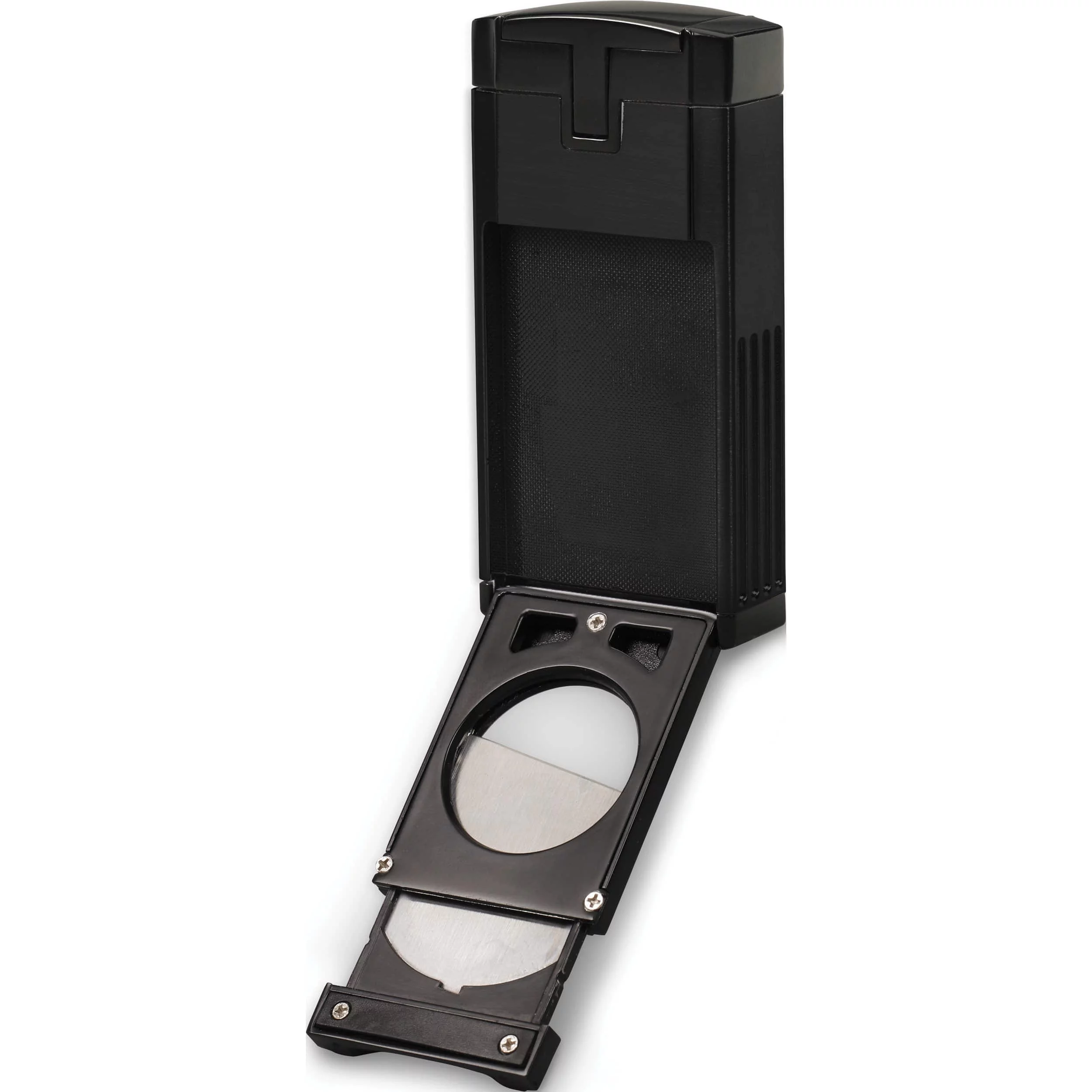 Fashion Lotus Duke Triple Pinpoint Flame Cigar Cutter Lighter - Black Matte (2.9 X 1.4) Made In China gm19846