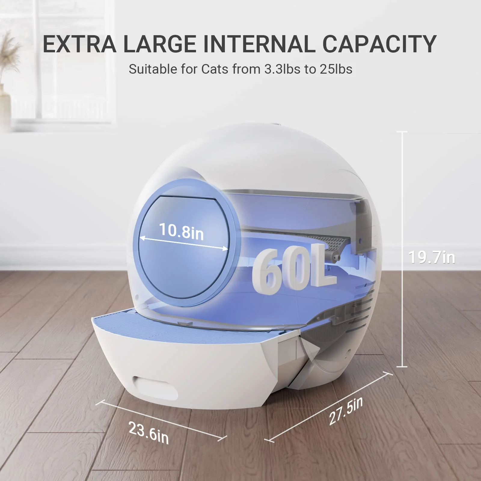 ELS PET Self Cleaning Litter Box, Automatic Cat Litter Box with App Control , Integrated Safety Protection Smart Auto Cat Litter Box