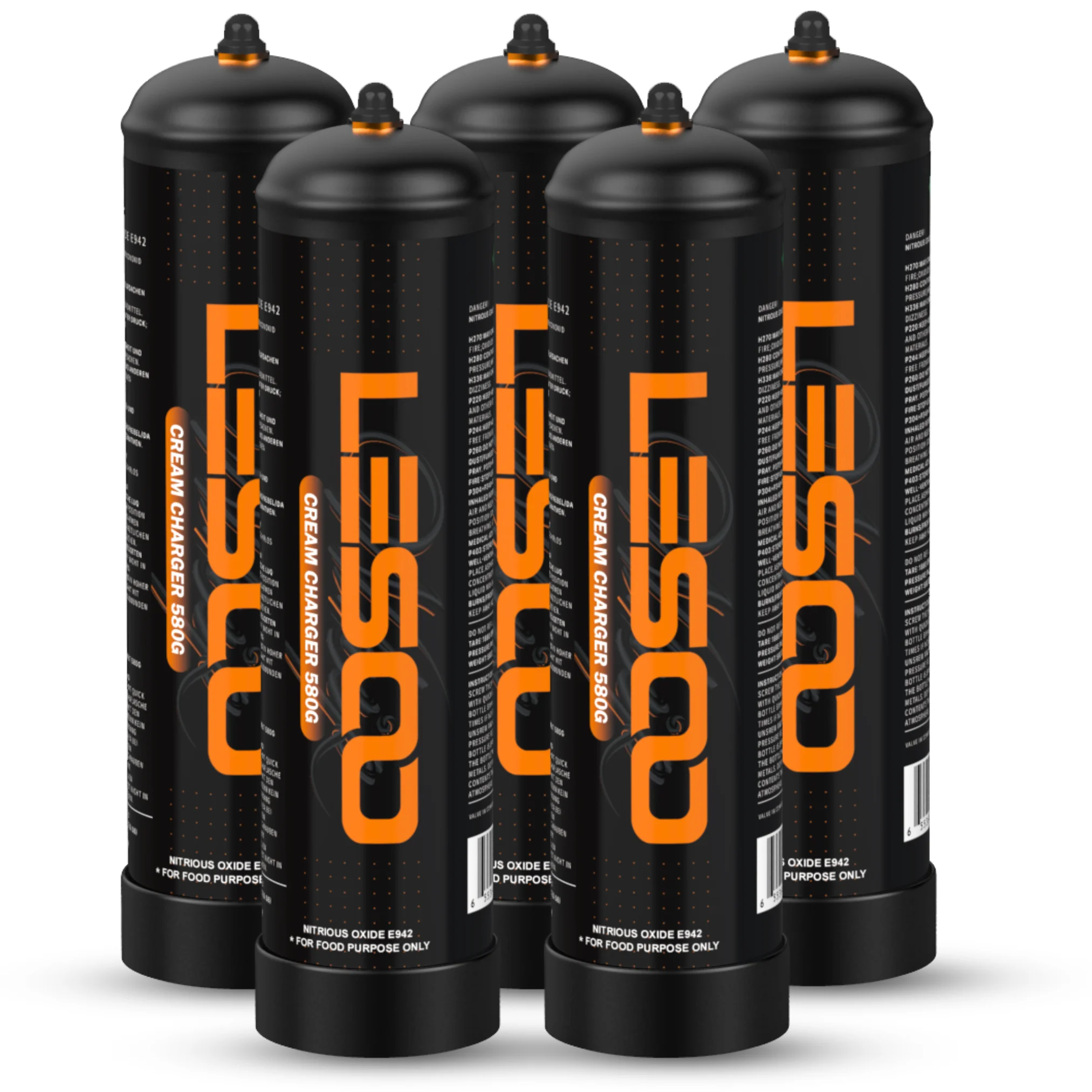 LesooWhip Whipped Cream Charger Pure 0.99L N2O Whip Cream Charger 615G Whipped Cream Cartridge ( 5 Cylinders)