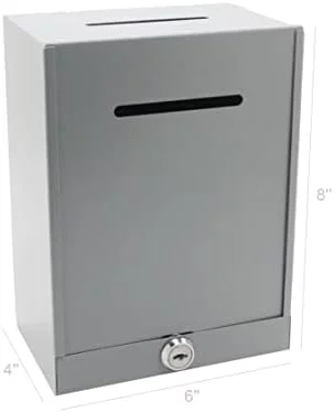Classic Metal Box,Donation Box,Secure Collection Box,Ballot Box,Ticket Box,Easy Wall Mount 15610