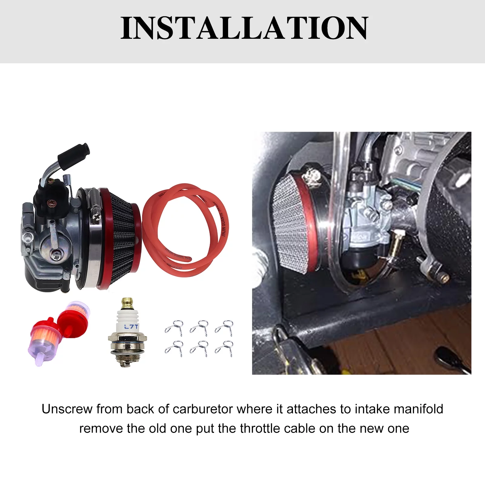 Moobody Racing Carburetor for 2 Stroke 49cc 50cc 66cc 80cc 100cc Engine Gas Motor, Improved Air