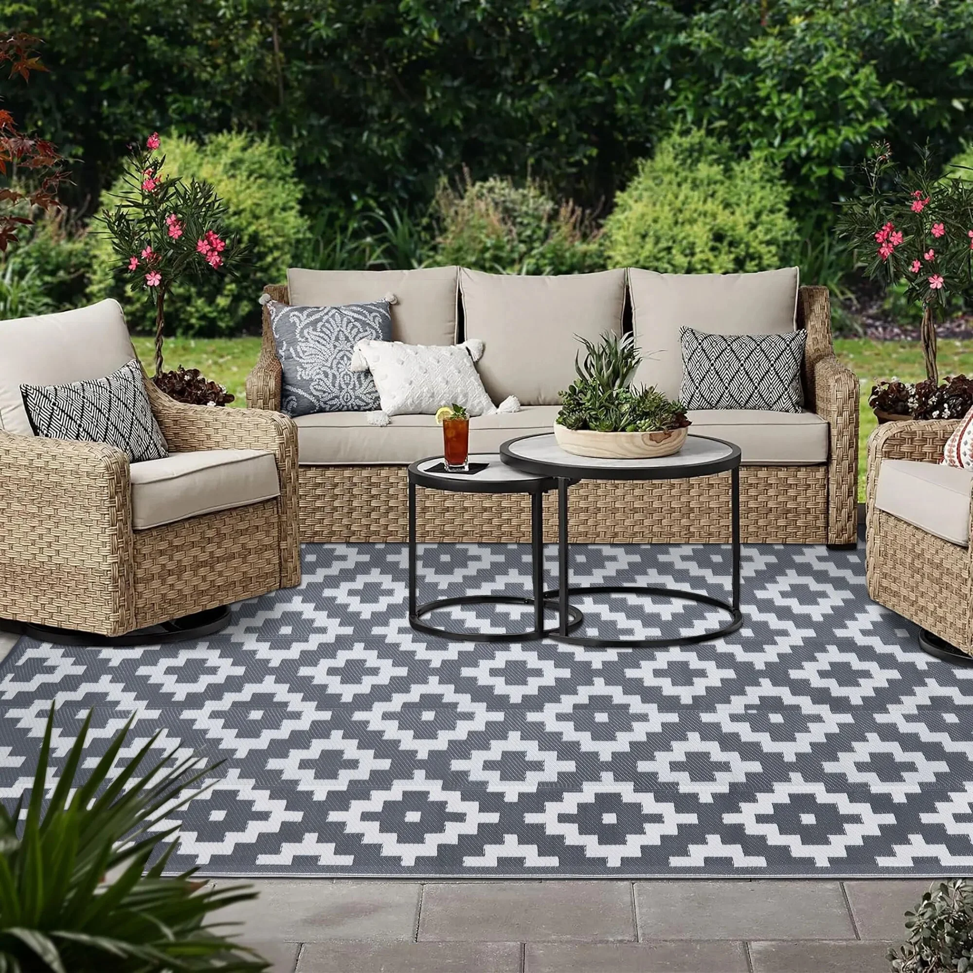 BERTHMEER Outdoor Rugs on Sale Clearance 6'x9' Waterproof Area Rugs Patio Rugs Plastic Straw Rugs Camping Rugs, Porch,Deck Rugs, RV Rugs for outside