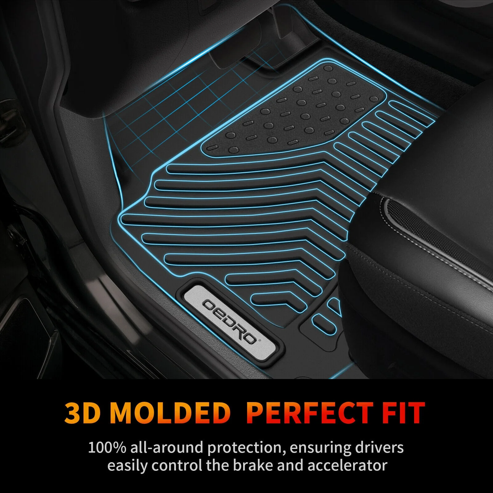 RVNI Floor Mats Compatible for 2016-2021 Hyundai Tucson Black TPE All-Weather Guard Set Liners