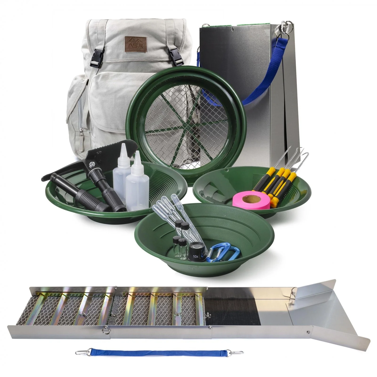 ASR Outdoor Deluxe Aluminum Folding Sluice Box and Backpack for Gold Prospecting