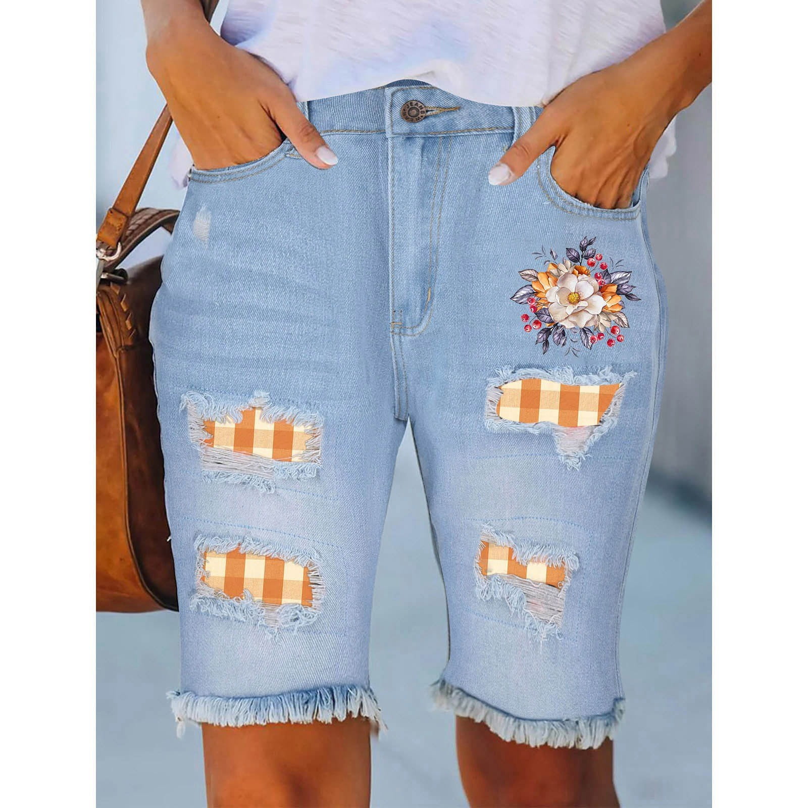 EHQJNJ Mid Rise Straight Leg Jeans for Women Pumpkin Print Personality Comfortable Straight Mid Waist Edge Cropped Pants Lattice Ripped Jeans Womens Plus Size Jeans High Waisted Dark Wash