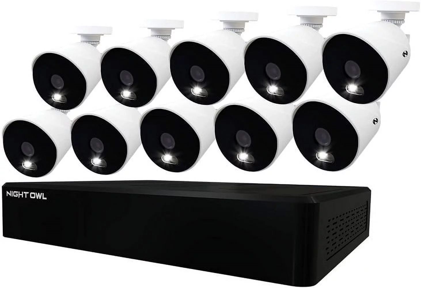 Night Owl CL-D8P12-210L Expandable 12 Channel Wired DVR with (10) 4K Ultra HD Wired Spotlight Cameras and 2TB Hard Drive