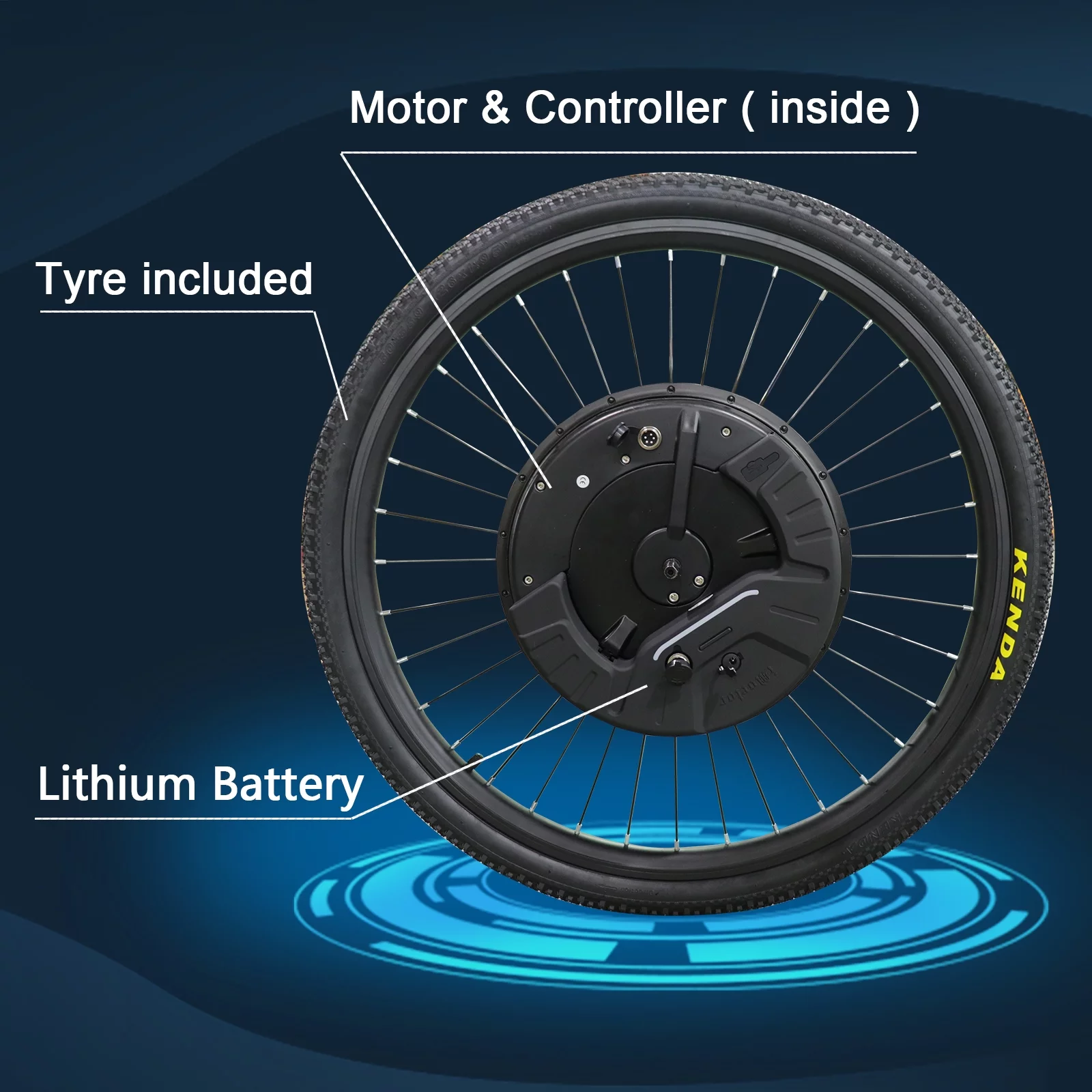 26 inch Front Motor Wheel for Mountain Bike, 350W Motor (Peak 800W) up to 25 Mph, 7.2Ah Lithium Battery with USB Interface