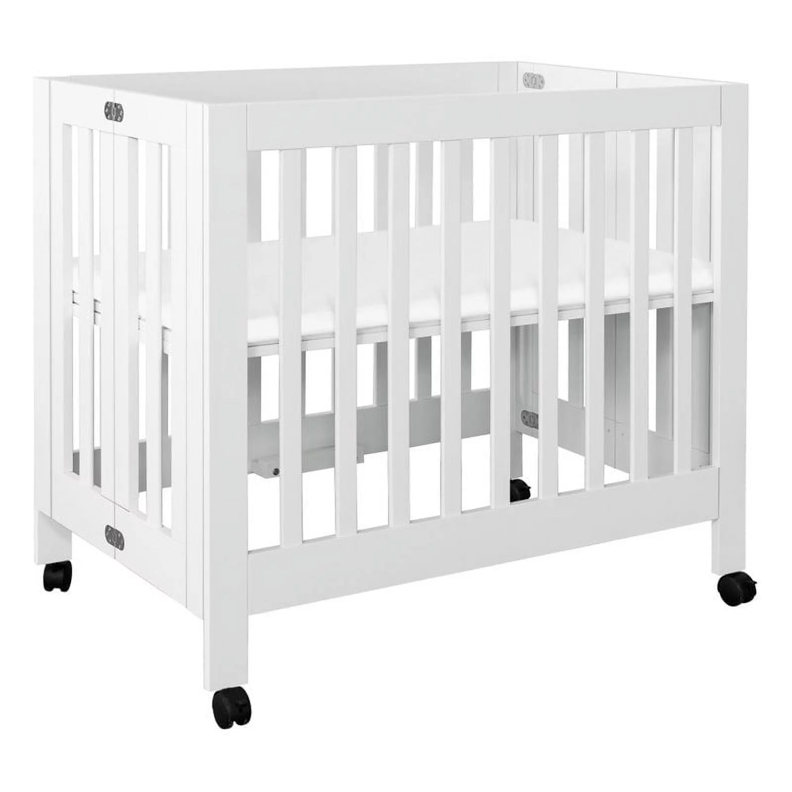 Babyletto Origami Portable Folding Mini Crib with Casters in White
