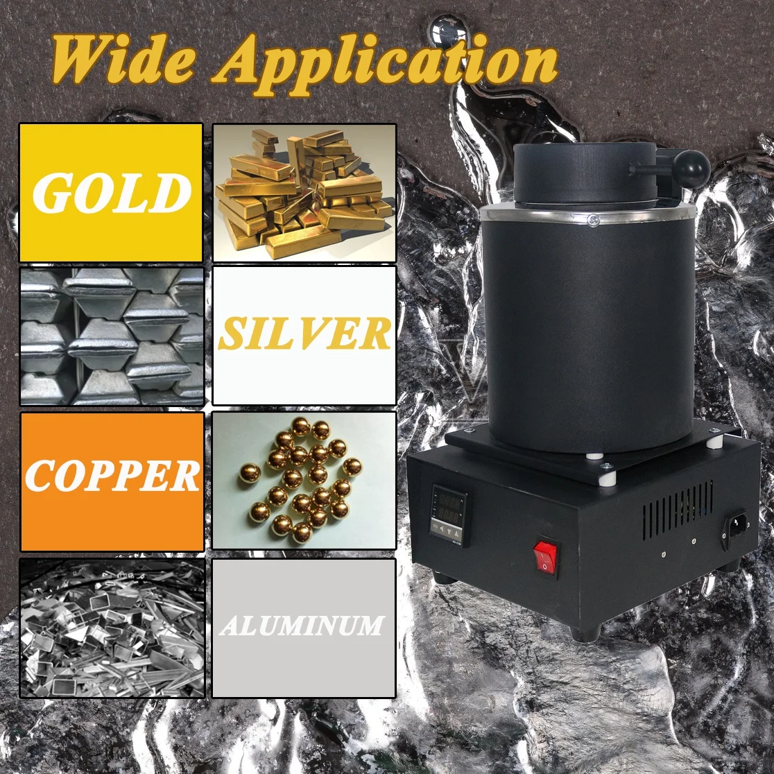 3KG Gold Melting Furnace,1400W 2000F Digital Electric Melting Furnace with Graphite Crucible 110V Refining Casting Furnace