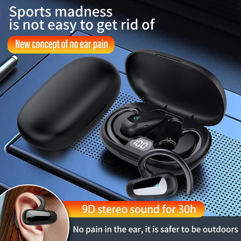 JahyElec Trucker Bluetooth 5.2 Headset TWS-T8 Air Conduction Wireless Driving Earbuds Noise Cancelling Earpiece(Red)